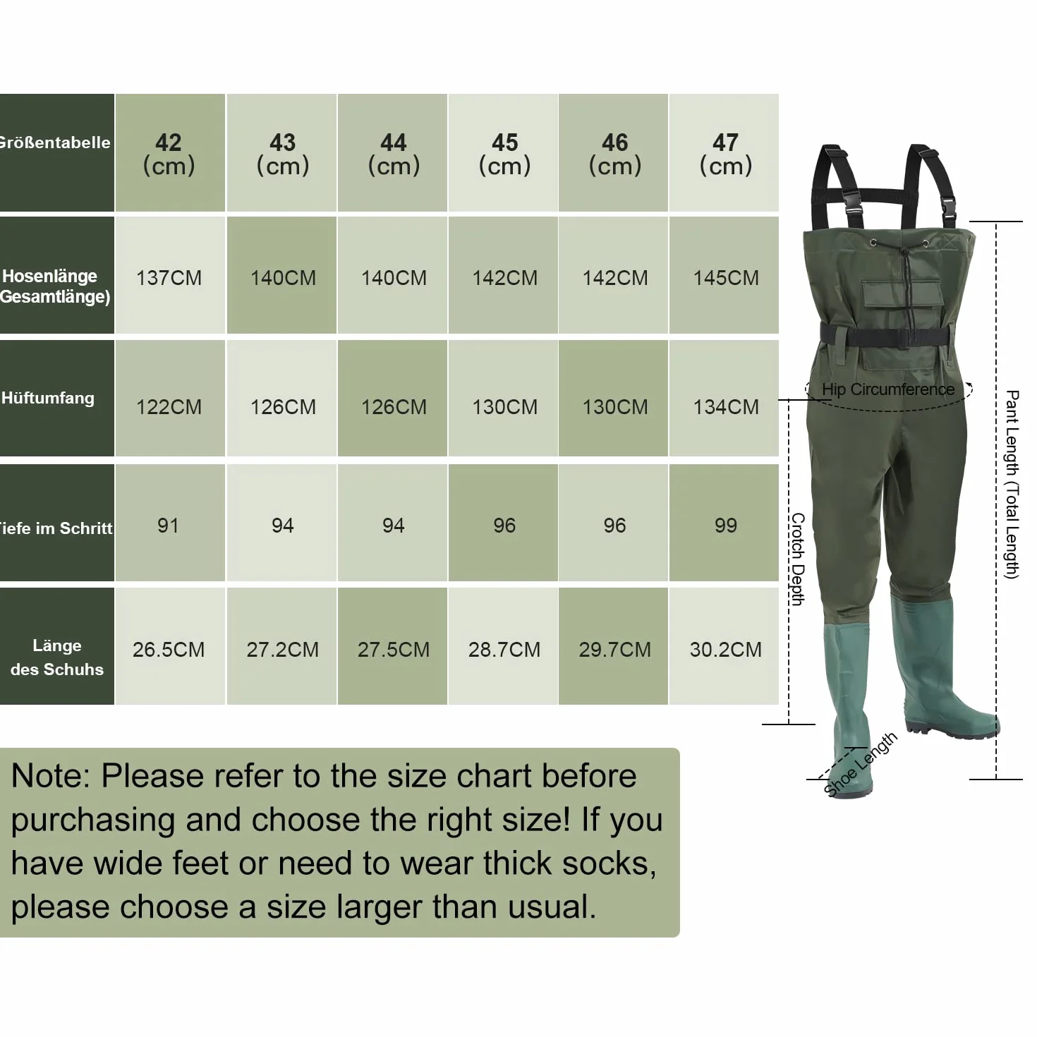 Daromigo Waders imperméables pour homme - Avec bottes - En nylon PVC 70D - Idéales pour la pêche et les activités de plein air