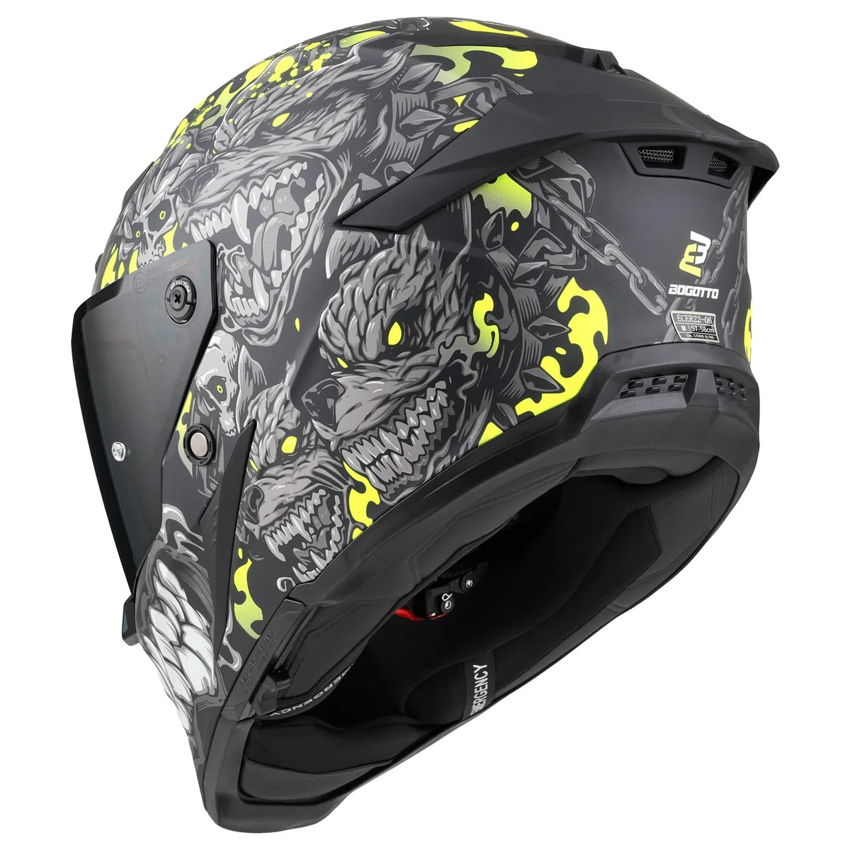 Bogotto Blade Gatekeeper Casque, noir gris jaune, XS