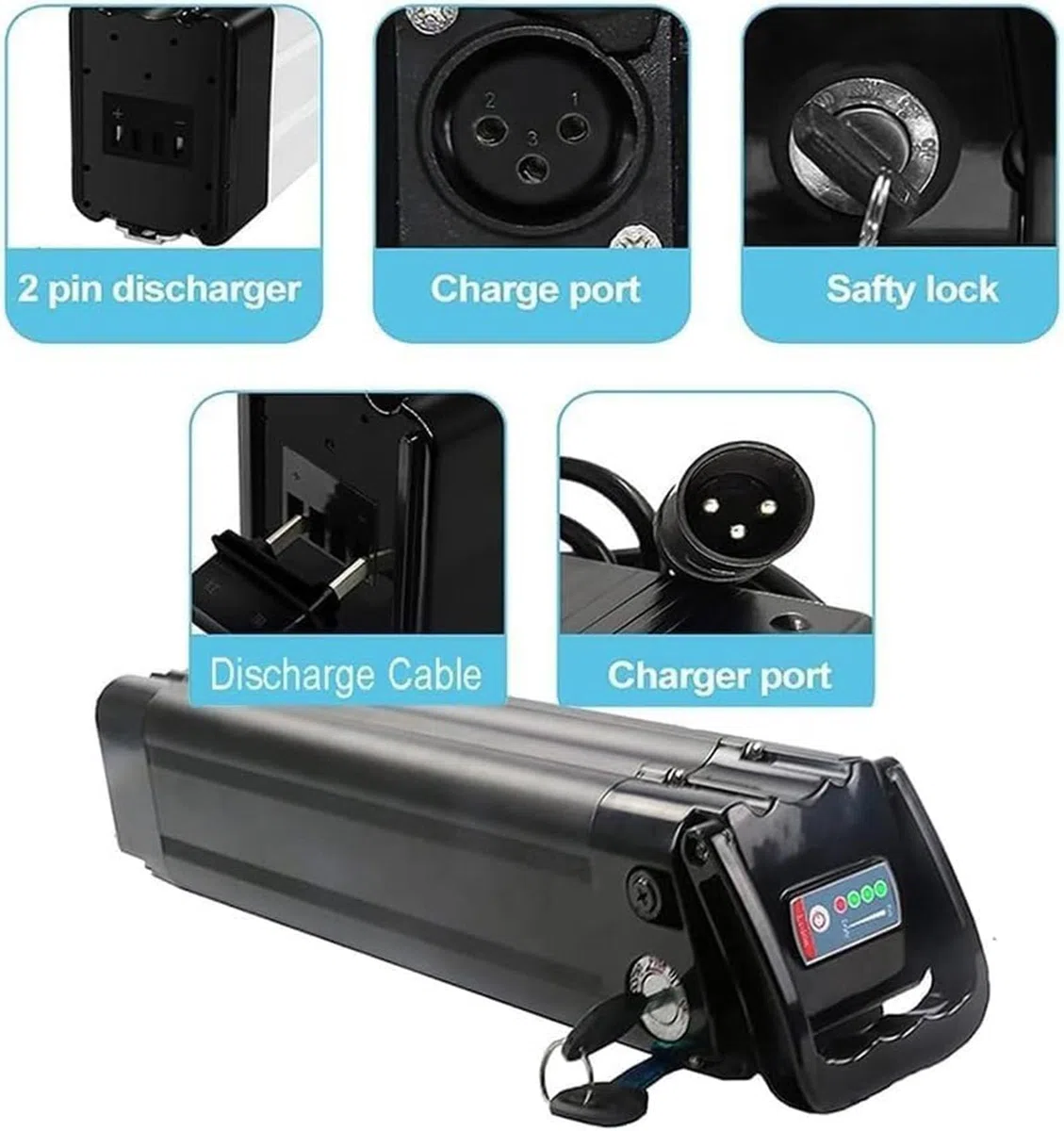 Batterie De Vélo Électrique 24V 8Ah 10Ah 18AhAvec Chargeur Batterie Ebike pour Moteurs 100W- 350W (24V, 10Ah)