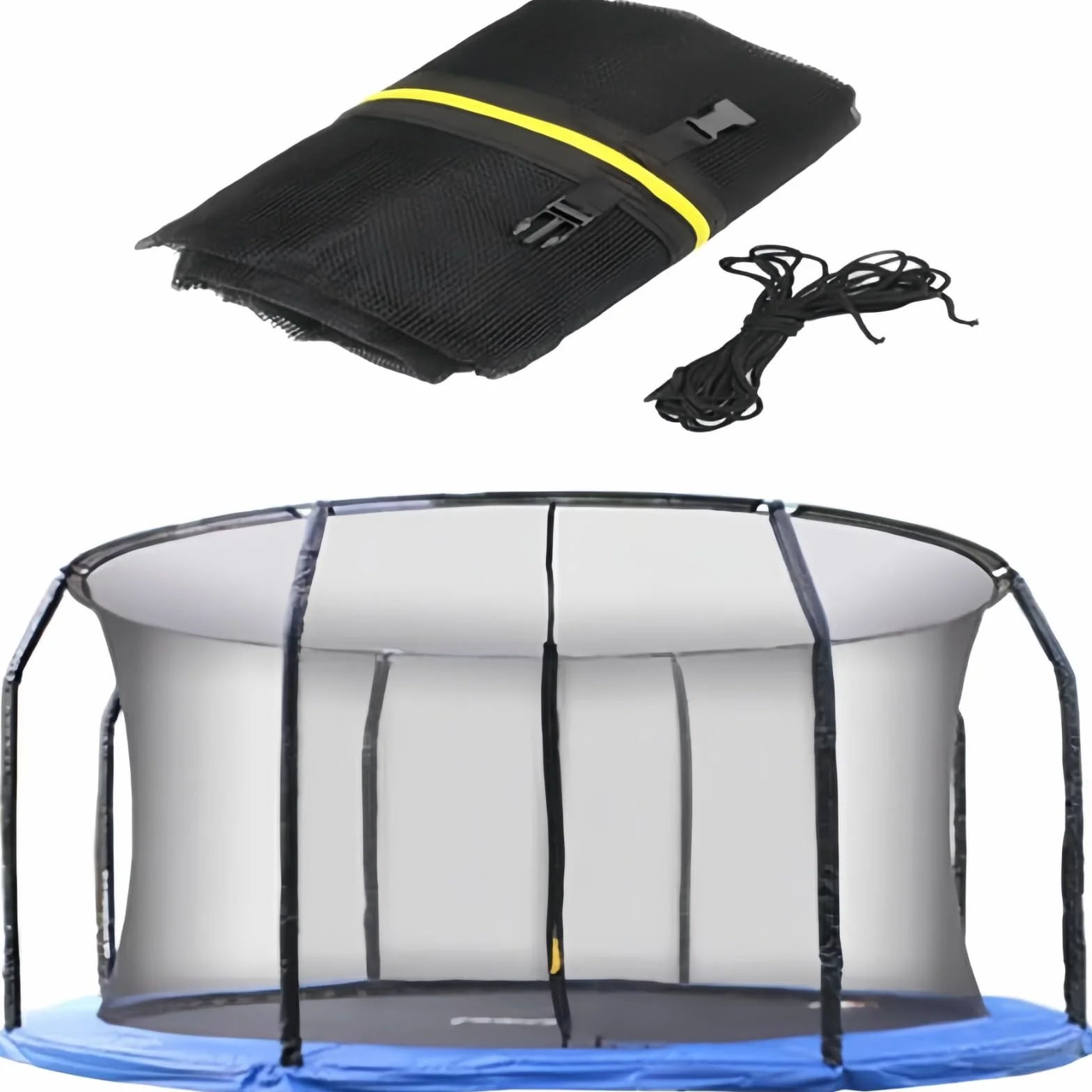 Generisch Filet de sécurité pour trampoline 244 305 366 427 cm - Filet de rechange Tampolin intérieur avec fermeture éclair et boucles - Filet de protection pour trampoline de jardin - Pour barres 6/8