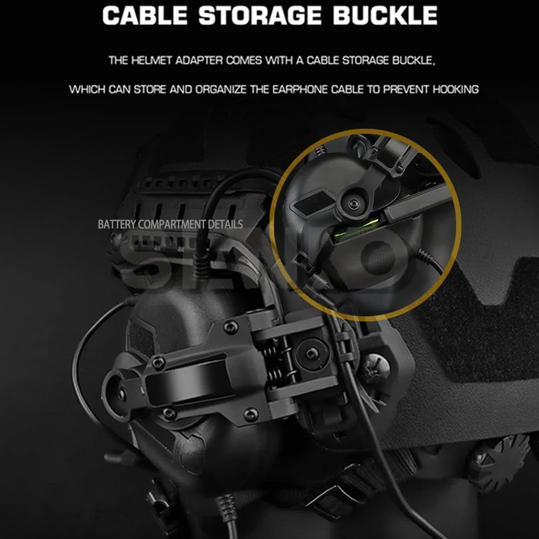 Casque tactique filaire avec protection auditive pour tir, chasse, réduction du bruit, commerces, annulation électronique (noir)