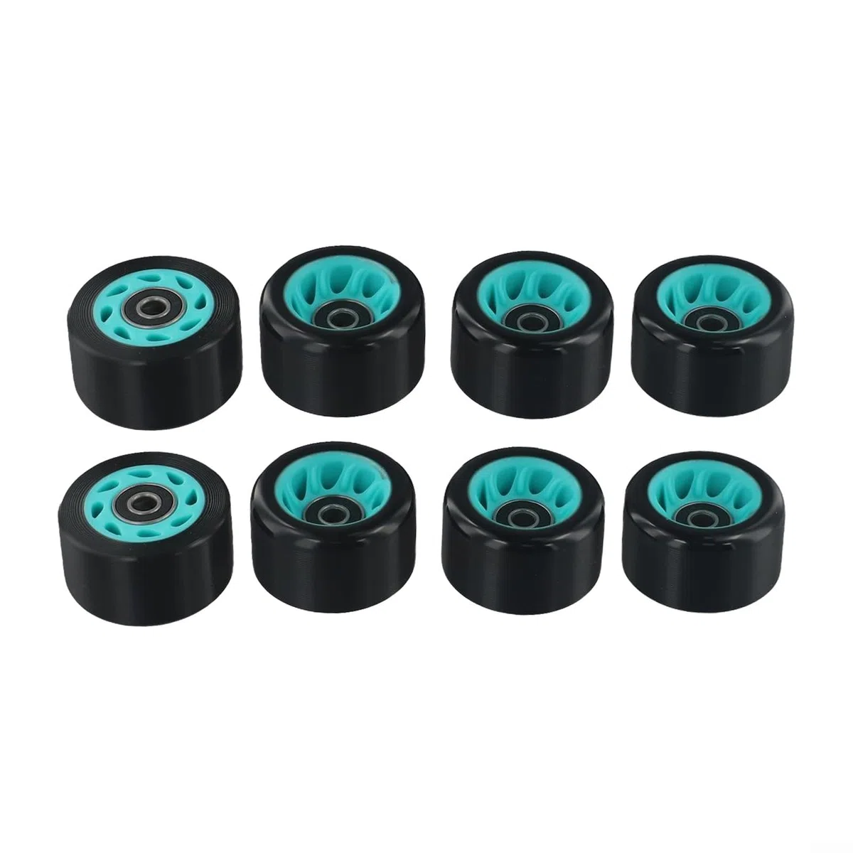 Lot de 8 roues de patins à roulettes pour skateboard à double rangée et quad avec matériau PU et roulements en acier au carbone, adaptées pour les surfaces asphaltées et de parc (noir (bleu (88A))