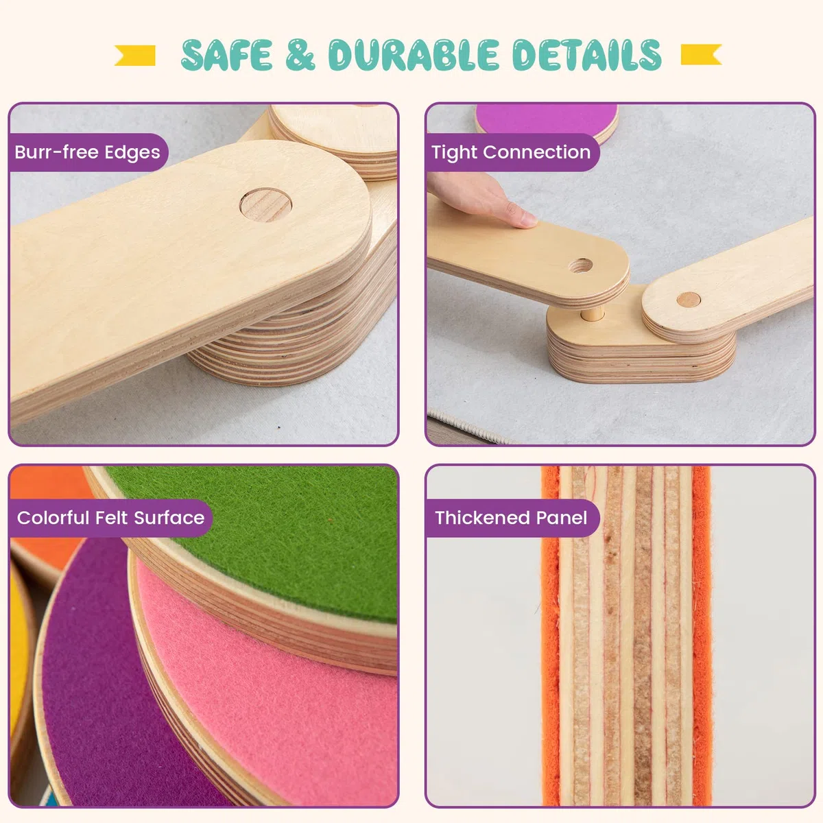 GOPLUS Poutre Équilibre Enfant, 12PCS Parcours de Motricité avec Pierre de Marche, Jouets d'Équilibre Intérieur en Bois, Charge 40 kg, pour 3-7 Ans, Multicolore