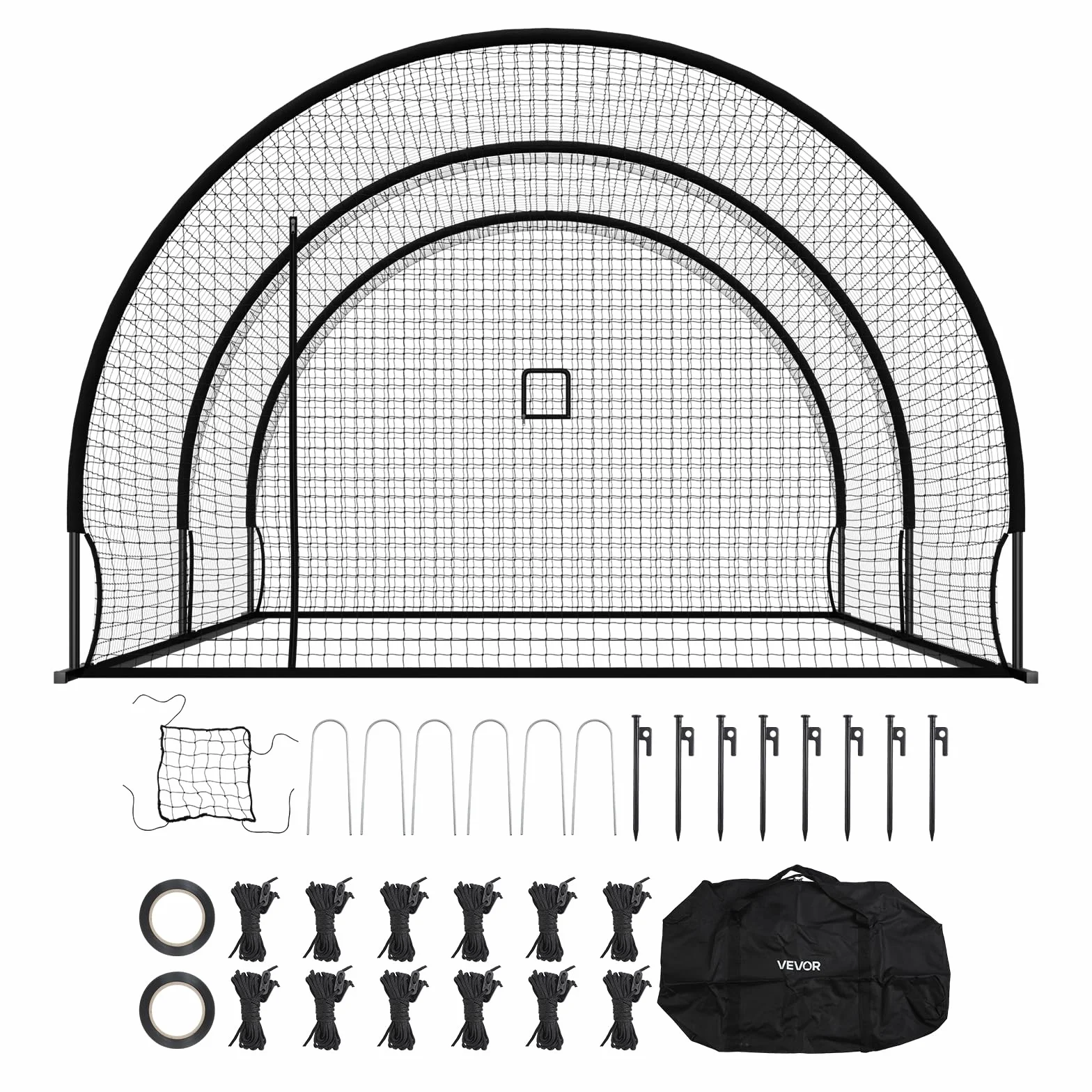 VEVOR Cage de Frappeur 6,06x3,66x2,5 m Tunnel de Frappe Baseball Softball Portable Filet Entraînement Lancement PEHD Noué 30 Plis