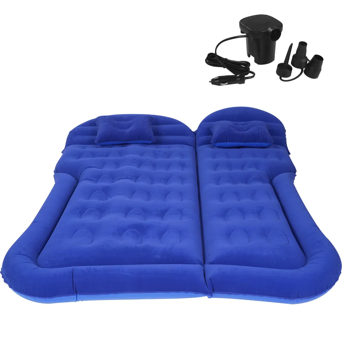 Vinteky Matelas Gonflable Lit Gonflable pour Voyage sur Voiture Coussin Gonflable Sièges d'auto Multifonctionnel avec Pompe à air et Oreillers pour Véhicule SUV pour Picnic Voyage Camping (Bleu)