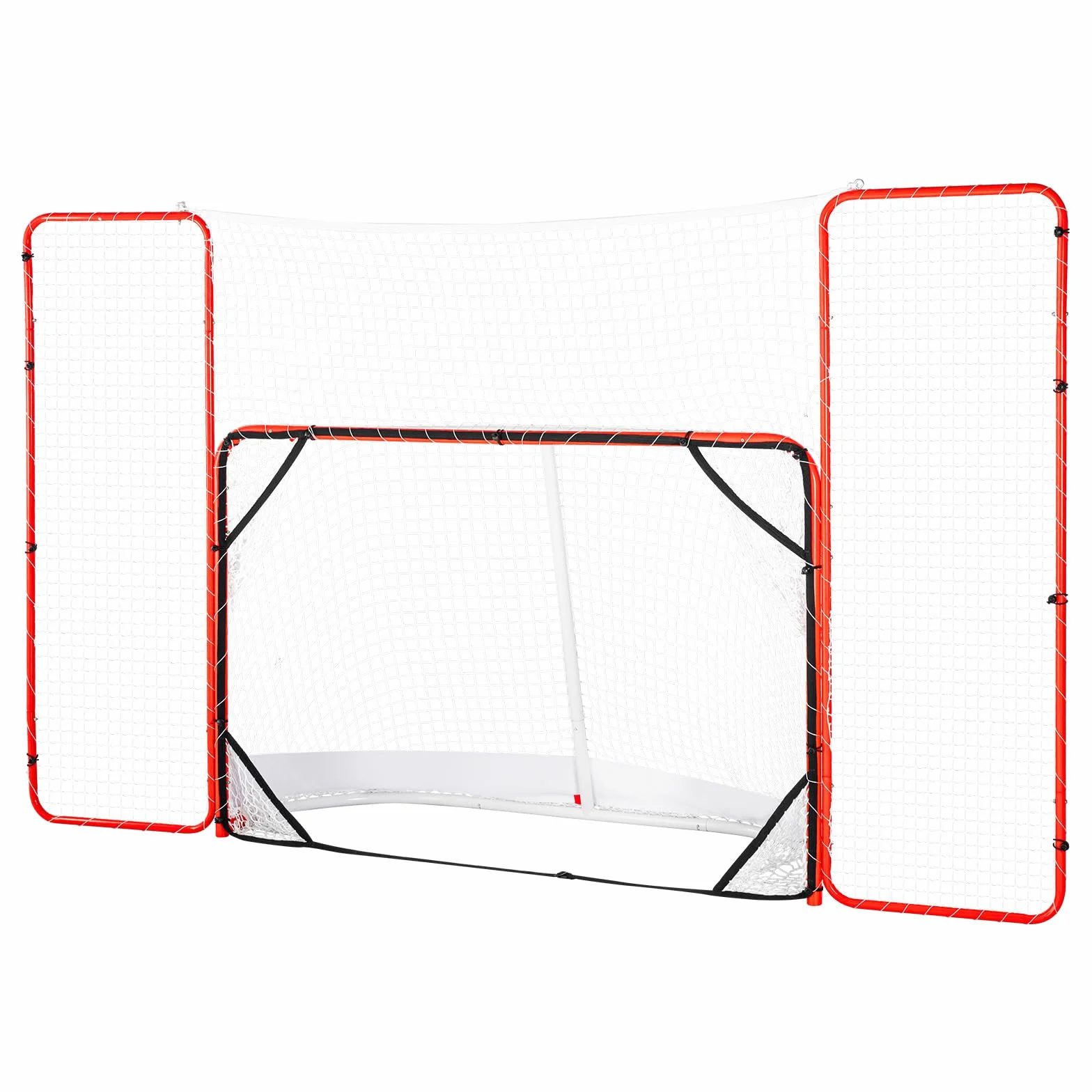 VEVOR But de Hockey avec Pare-Ballons et Cibles, Filet de Hockey 183 cm, Ensemble d'Entraînement de Hockey Professionnel en Acier, Portable, Assemblage Facile, Intérieur Extérieur, Blanc/Rouge
