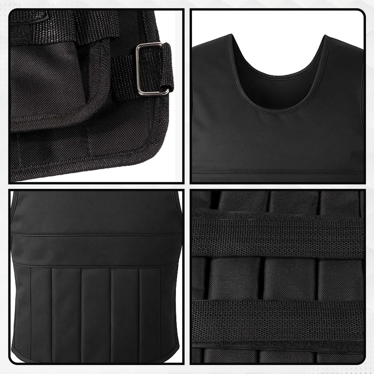 Gilet Lesté 20kg pour Homme et Femme, Gilet de Poids Réglable pour Musculation, Calisthénie et CrossFit, Gilet de Course avec Poids, Design Ergonomique et Respirant (Noir)