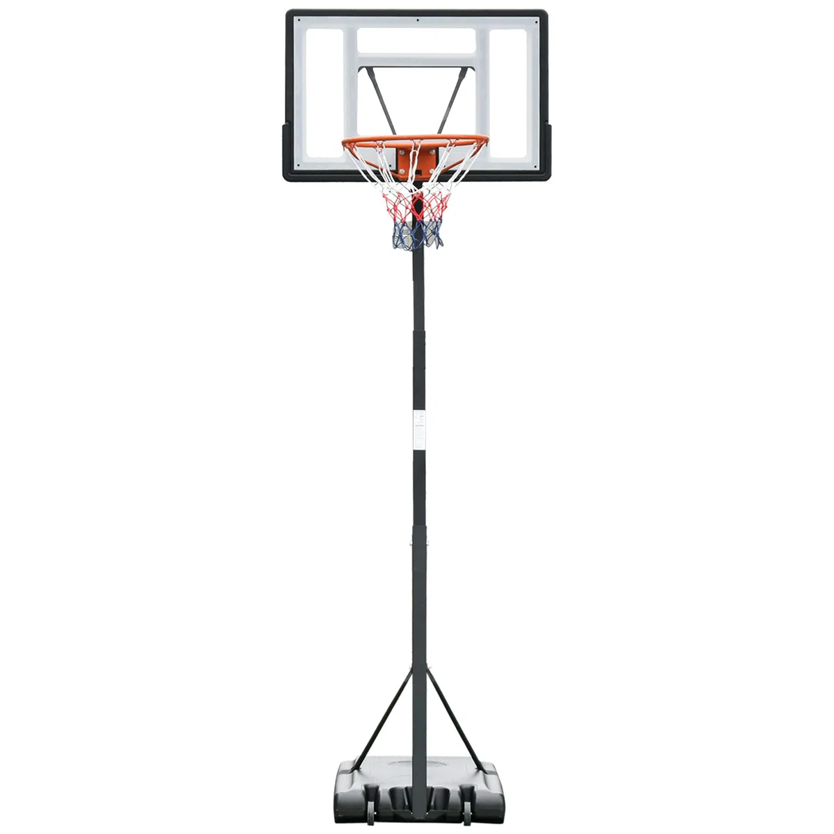 HOMCOM Panier de Basket extérieur avec Poteau Panneau, Base de lestage sur roulettes Hauteur réglable 2,55-3,05 m (Panier) Usage intérieur extérieur Noir Blanc