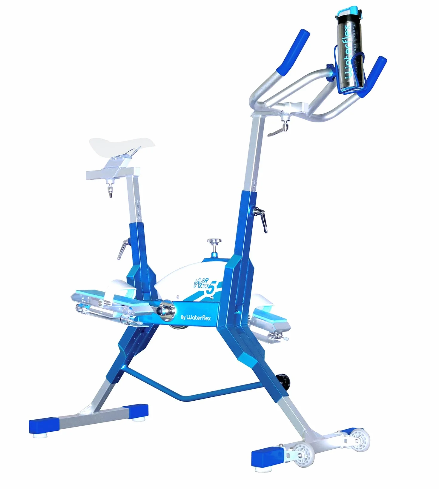 Aquabike Aluminium WR5 WX-WR5A - Vélo Piscine Spinning - Résistance Hydraulique - Réglages Mécaniques - Utilisation Pieds Nus - Prof. 1,1-1,6m - WX Water Flex Water Fitness Expert