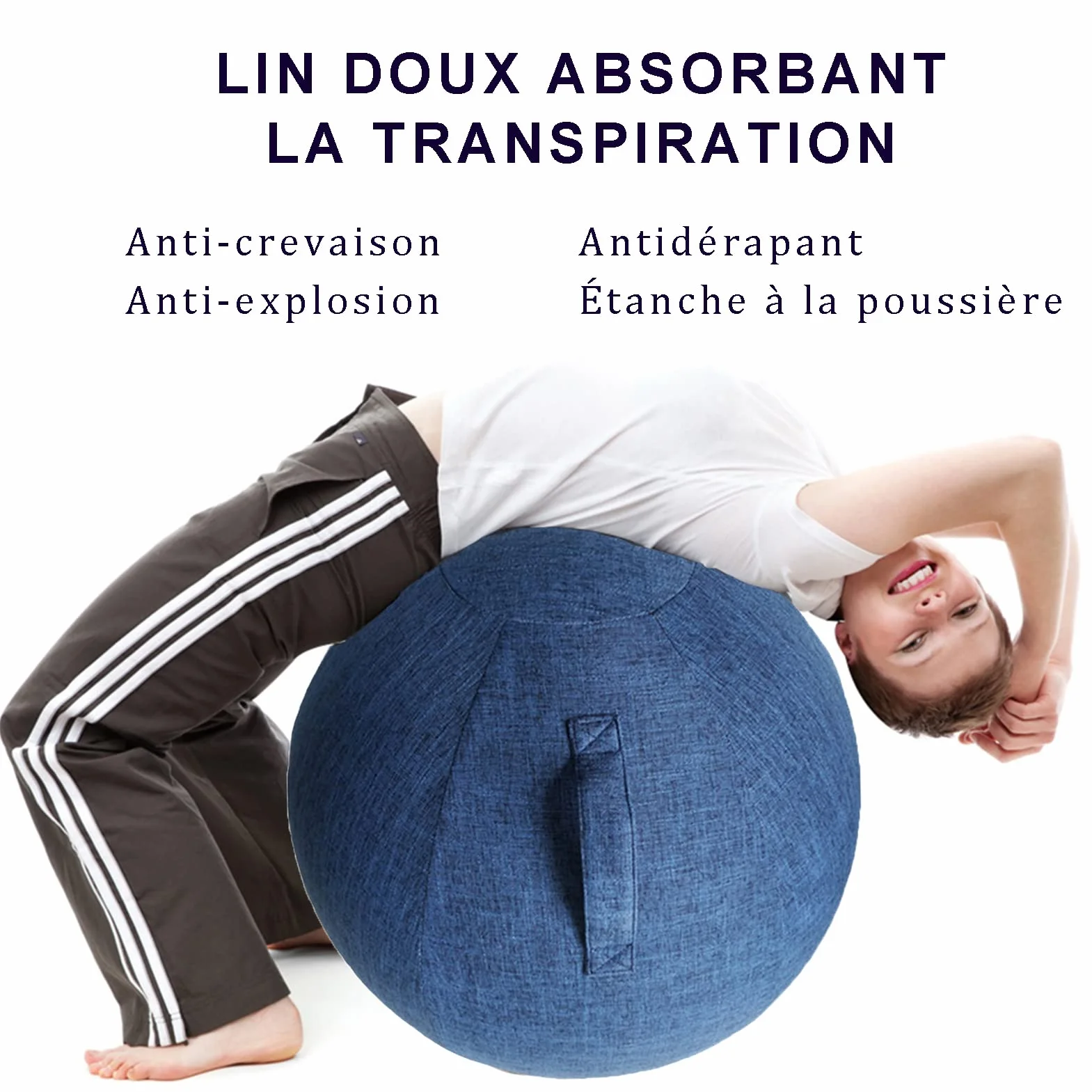 Ballon Bureau Siege Ballon Gym Ballon Bureau 55/65/75cm Ballon de Grossesse Chaise Ballon avec Housse de Protection Antidérapante Swiss Ball