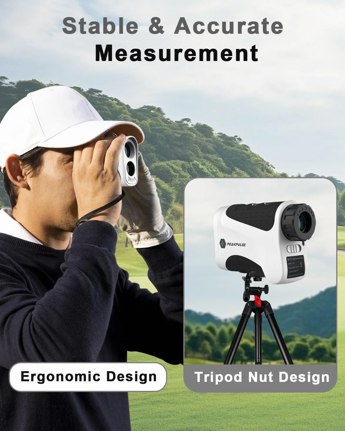 PEAKPULSE Télémètre de golf 650 1400 1700 yards, mesure de distance laser de golf, grossissement 6X, mât de drapeau, verrouillage des vibrations, système de mise au point rapide, tournoi légal