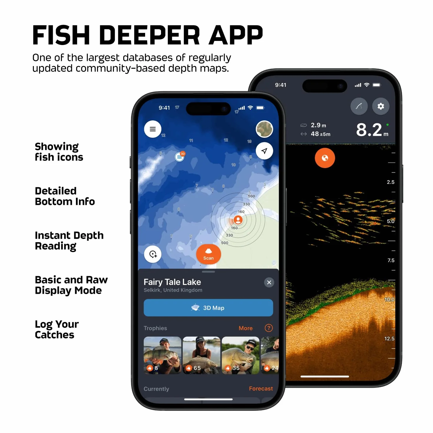 Deeper Pro+ 2 Sondeur de Pêche Portable avec GPS Intégré, Détecteur de Poissons et de Profondeur, pour Kayak, Bateau, Pêche sur Glace, Fonctionne avec Téléphones Portables (App Gratuite)