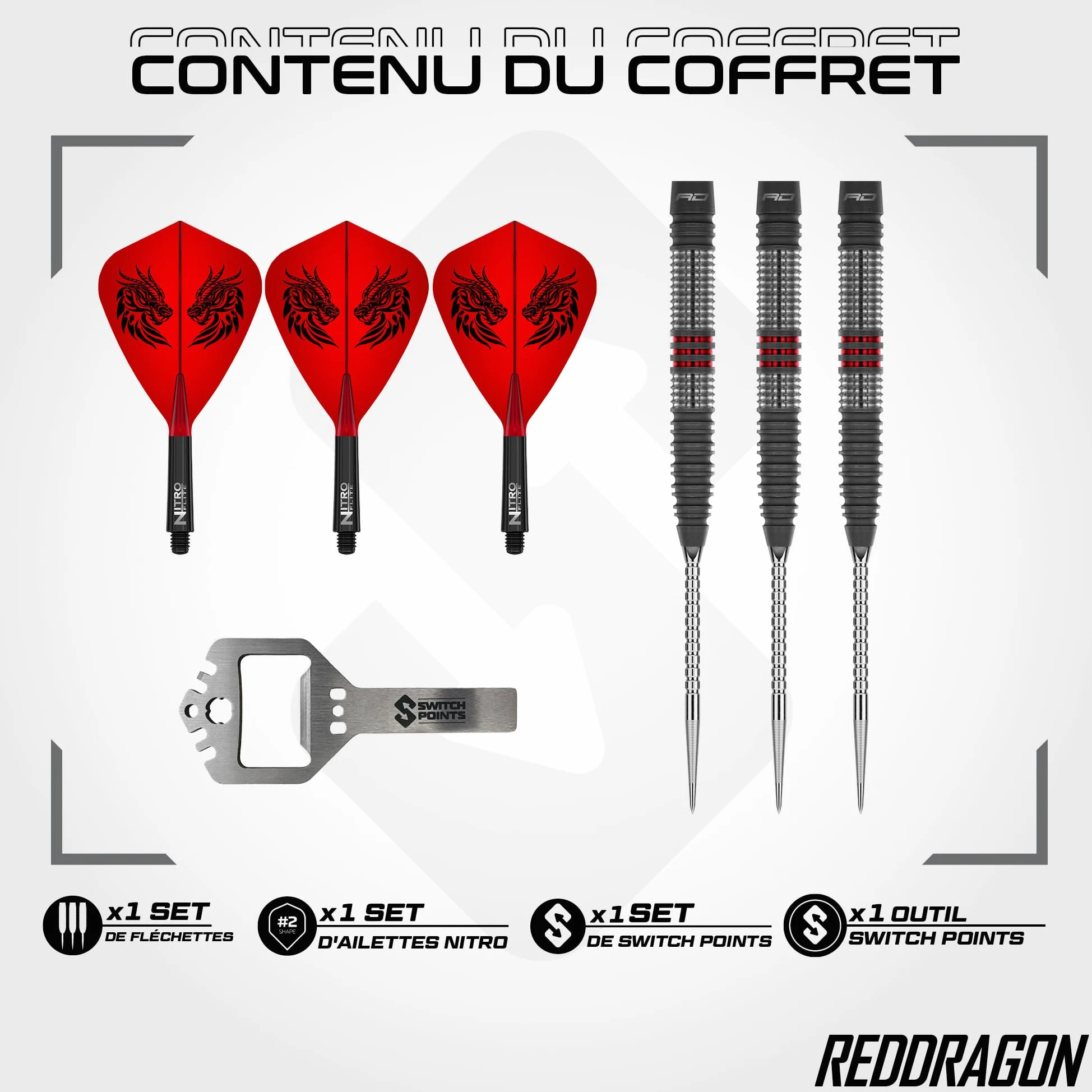 RED DRAGON Fléchettes – Joueur professionnel – Série Jonny Clayton Hiraeth – Switch Points 23 g – Fléchettes professionnelles – Jeu de fléchettes 90 % tungstène avec ailettes et tiges