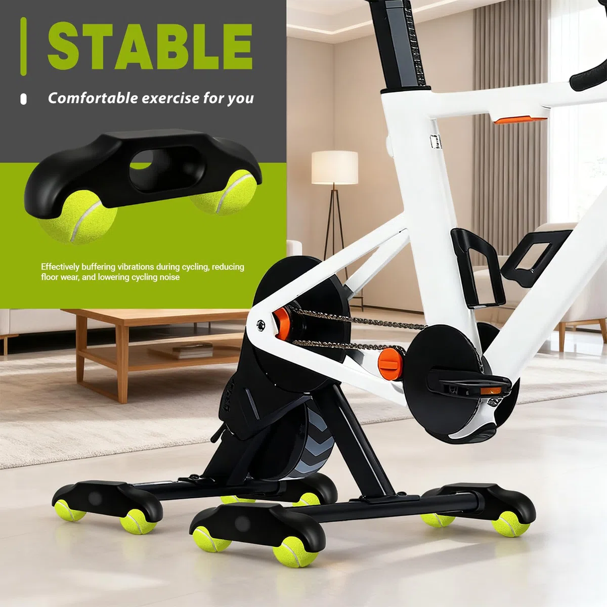 4 Pieds de Plaque de Bascule,Adaptateur de Pieds de Bascule à vélo à l'intérieur,Portable Wippplatten-Bike Trainer,Tennisballfüße für Wahoo Kickr Core 2 Roller Trainer, avec 8 Balles de Tennis