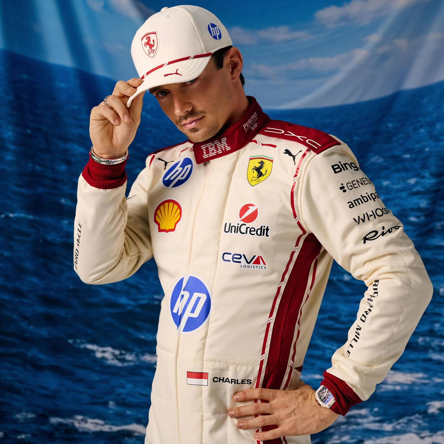 PUMA Scuderia Ferrari F1 Casquette édition spéciale Monaco GP 2026 Charles Leclerc Off White Taille Unique