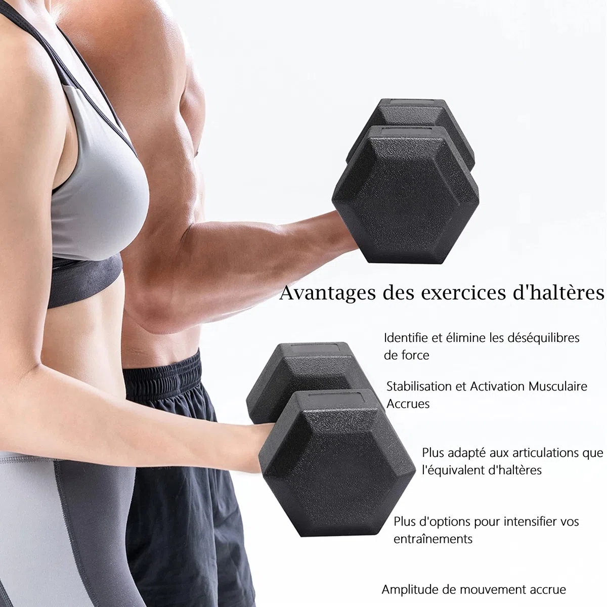 Yaheetech Lot de 2 Haltères Courts 2x5kg /7,5kg ou 10kg Kit Haltères Musculation Fitness pour Homme et Femme en Fer et PVC Noir