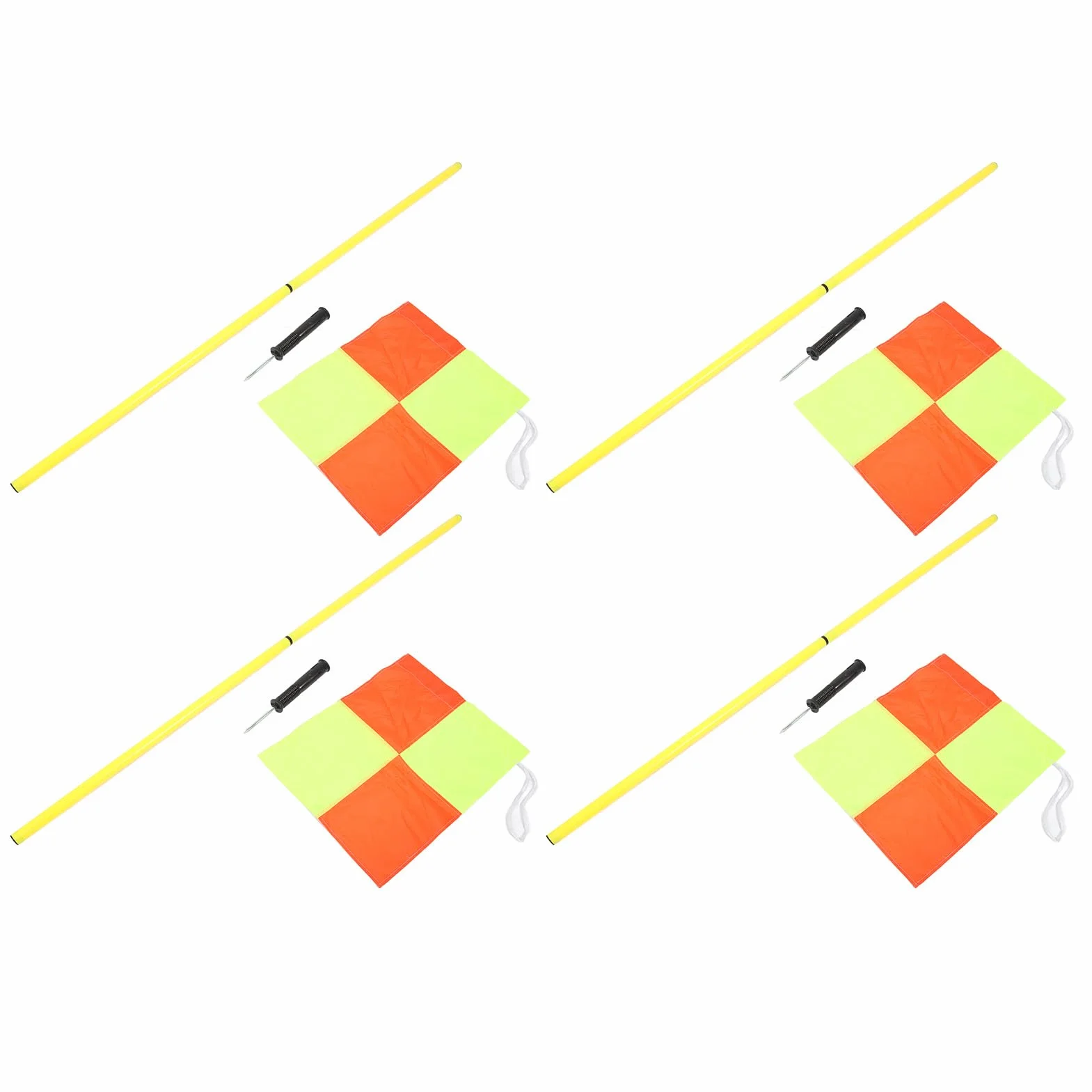 Lot de 4 Drapeaux D'arbitre de Football avec 4 Drapeaux Carrés, 2 Sections de 1,5 M, équipement de Football avec Sac, pour L'entraînement en Plein Air, Léger et Portable