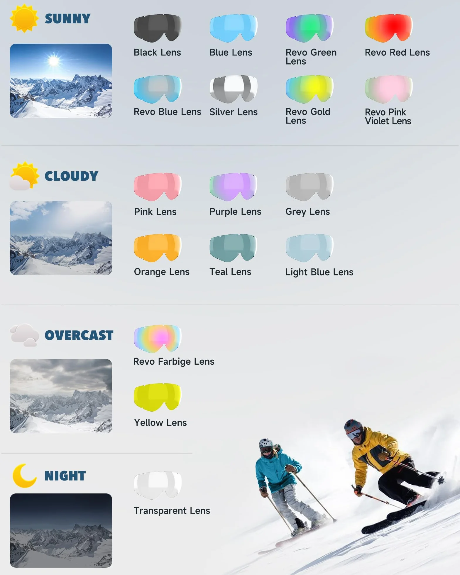 Findway Masque de Ski, Lunette de Ski pour Homme Femme Adulte, Masqué Ski OTG pour Ski et Snowboard Anti-buée, Anti-UV Photochromique Lentille Sphérique