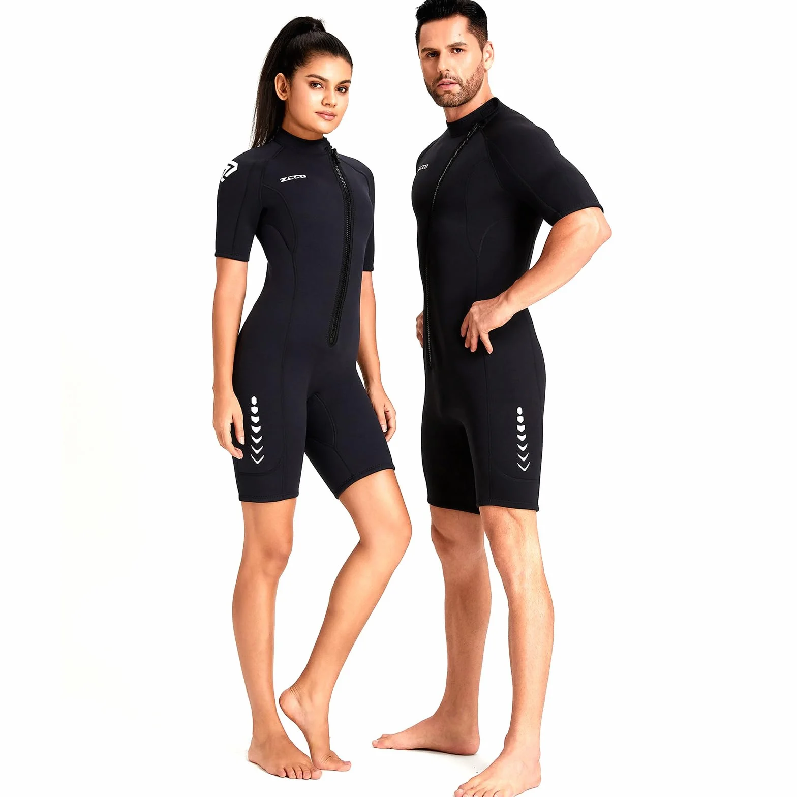 ZCCO Combinaison Shorty en néoprène de 3 mm pour Homme, Fermeture éclair à l'avant, pour la plongée, la Natation, Le Surf, la plongée avec Tuba