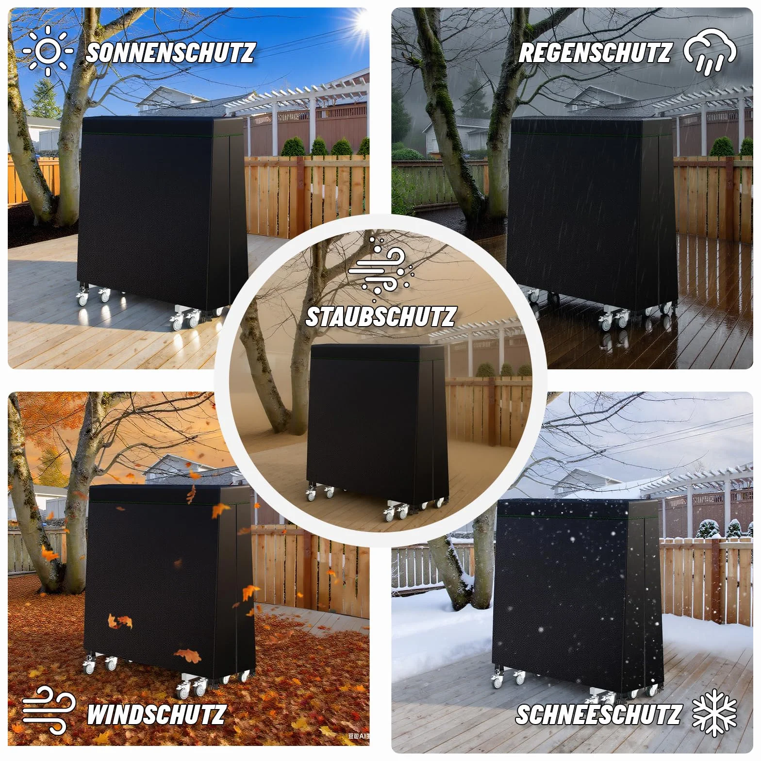 Housse Table de Ping Pong Exterieur Oxford 600D Imperméable 188x165 cm