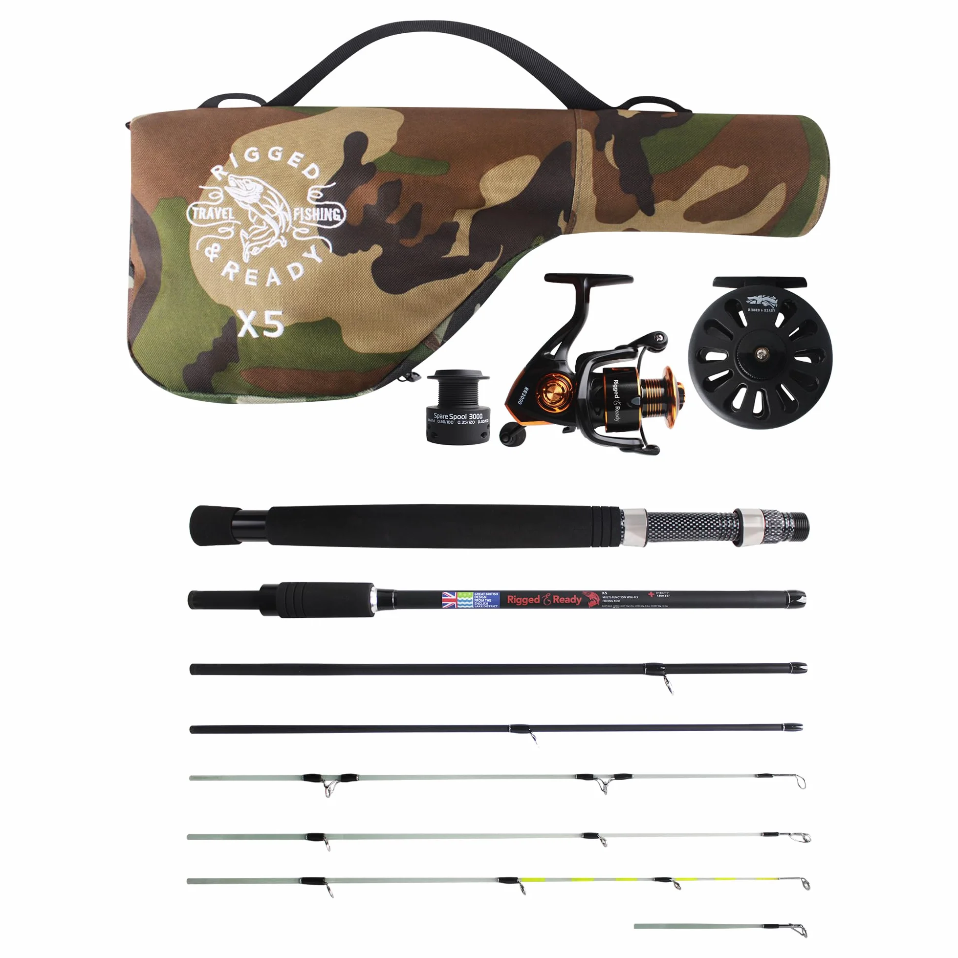 X5 Series Travel Fishing Rod & Case (X5 Max, Travel & Combo) – Combinaisons de Canne à pêche en Nano-Carbone pour Tous Vos Besoins de pêche. pêche au Spin, pêche à la Mouche, pêche au Grand Livre et