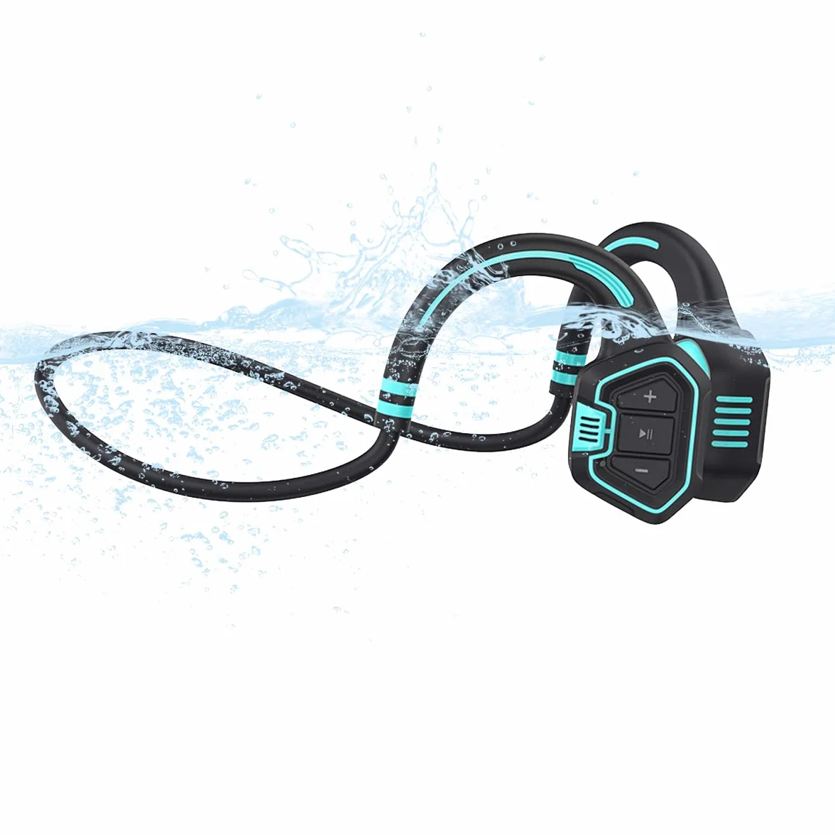 Casque Sans Fil Conduction Osseuse Bluetooth 5.1 IPX8 Étanche Sport, Écouteurs Natation 16Go MP3, Oreille Ouverte Bleu