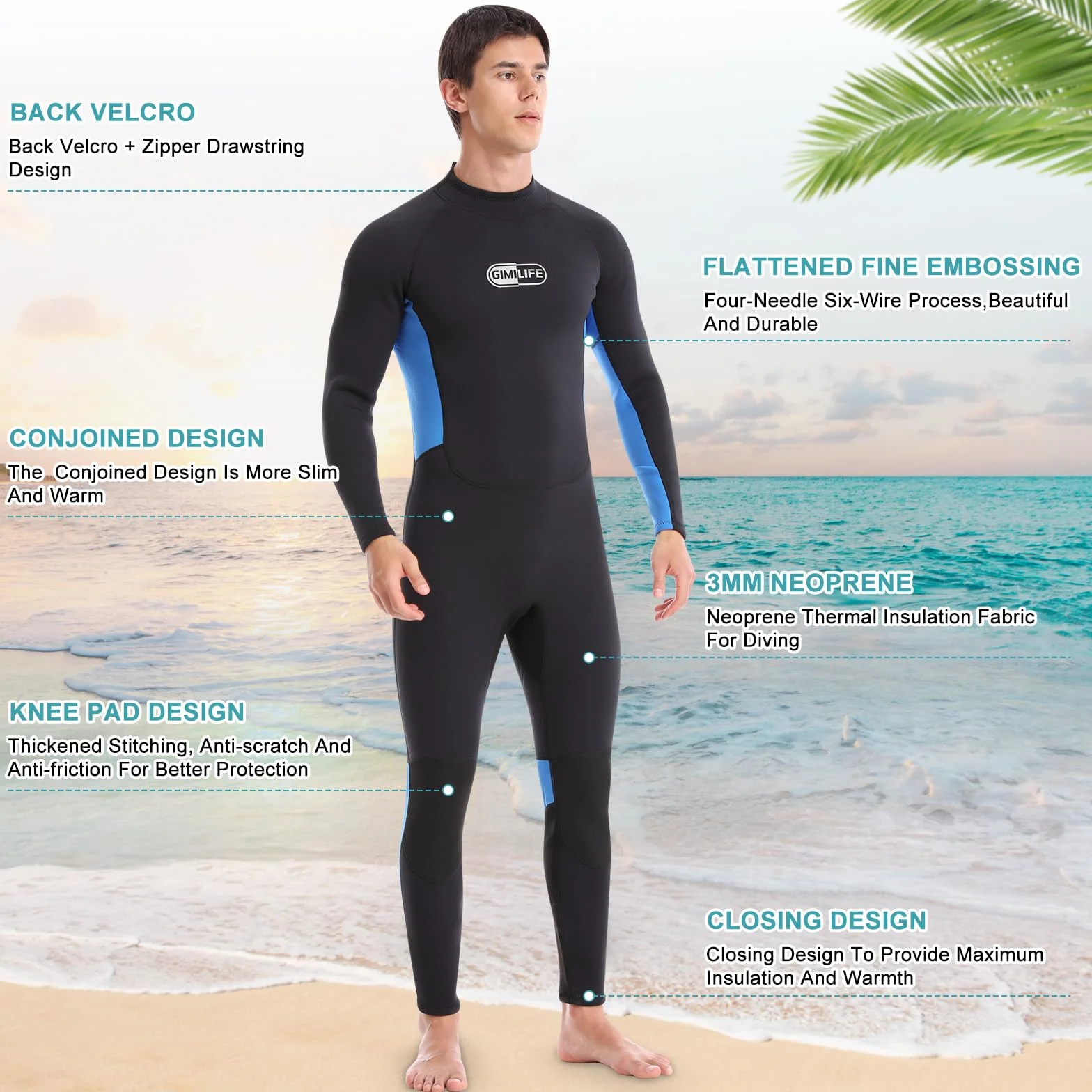 Combinaison de Plongée pour Homme, Combinaison Plongée Complète Homme, Combinaisons de Plongée en Néoprène 3mm Combinaison Natation Homme pour la plongée, Snorkeling, Natation, Surf