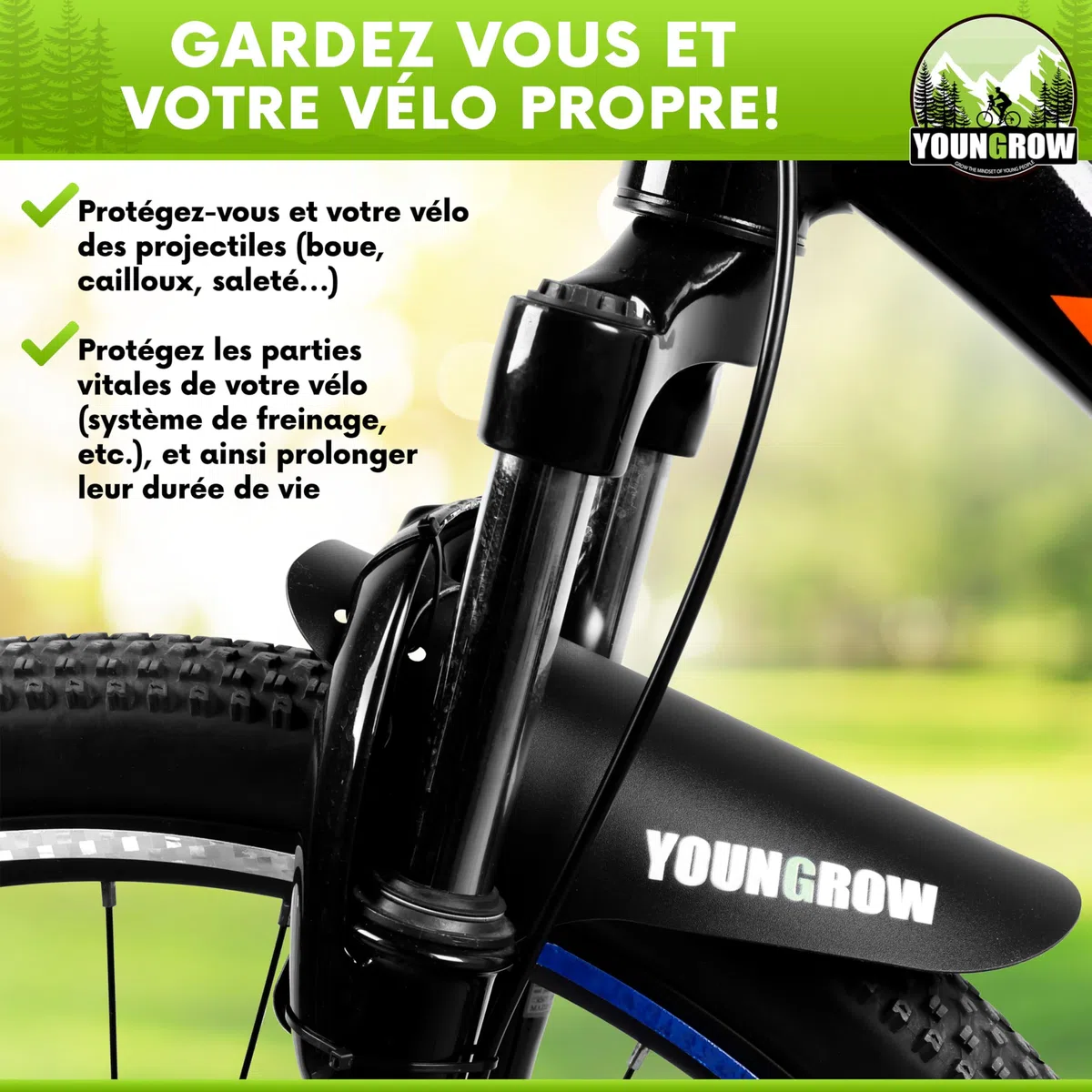 YOUNGROW | Siege Velo Enfant Avant | La Selle Velo Enfant est Compatible avec Les VTT, pour Les Enfants de 2 à 6 Ans pour Un Poids Maximal de 24kg - Siege Enfant Velo Confortable