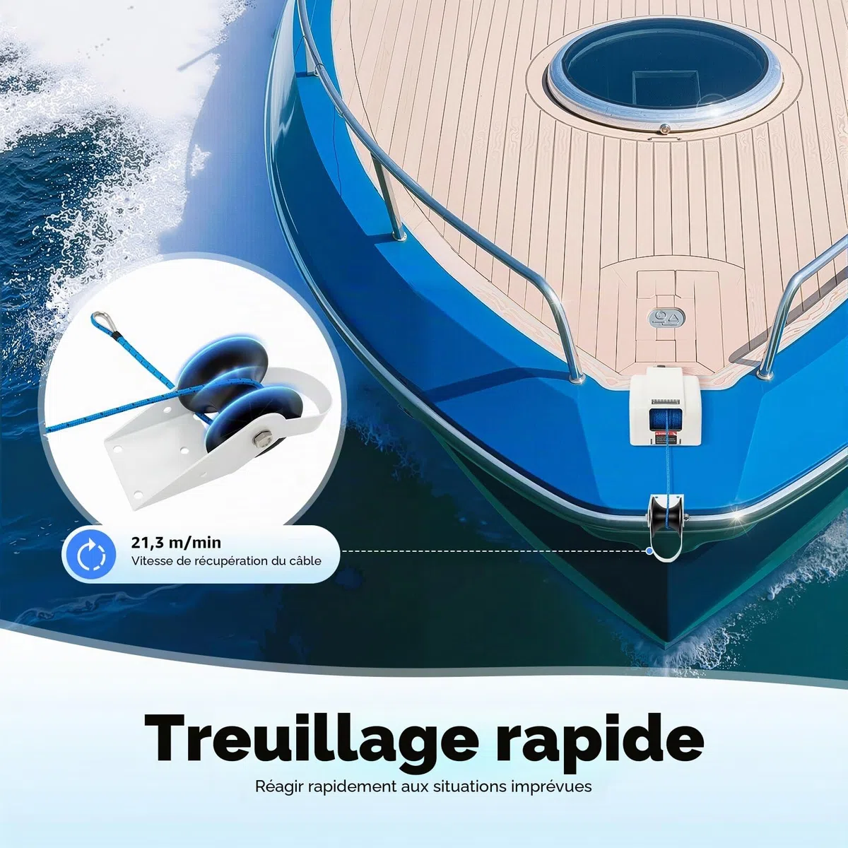 45LBS 12V Guindeau Électrique Ancre Eau Salée Ancre Treuil avec Télécommande Sans Fil Marine Guindeau