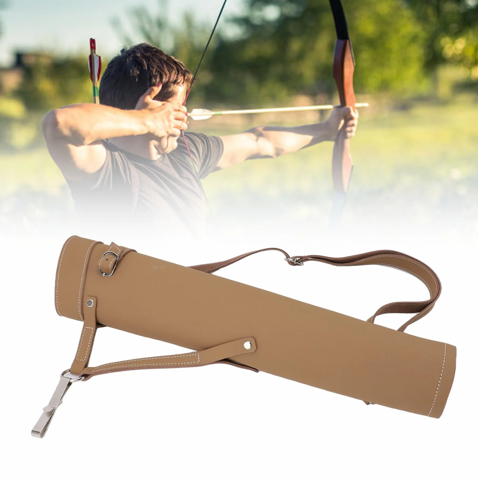 Carquois de Tir à l'arc, Carquois de Flèche Étanche Similicuir Support Flèche Arrière Grande Capacité pour Chasse en Plein Air Tir à l'arc Entraînement
