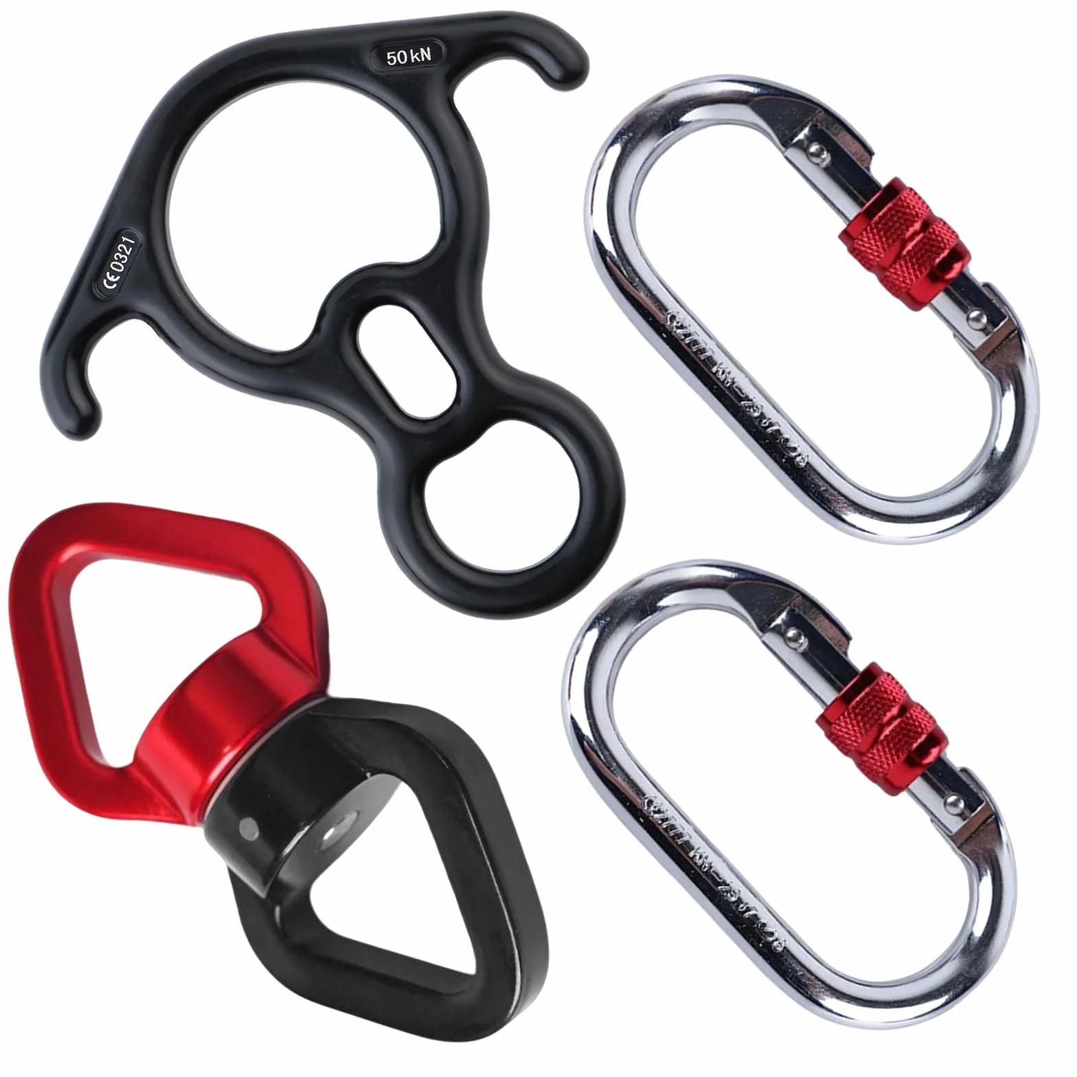 Équipement de Descente à Oreille Recourbée Pivot de Rotation 25 KN Dispositif Pivotant 360°Descendeur Connecteur Swing pour de Plein Yoga