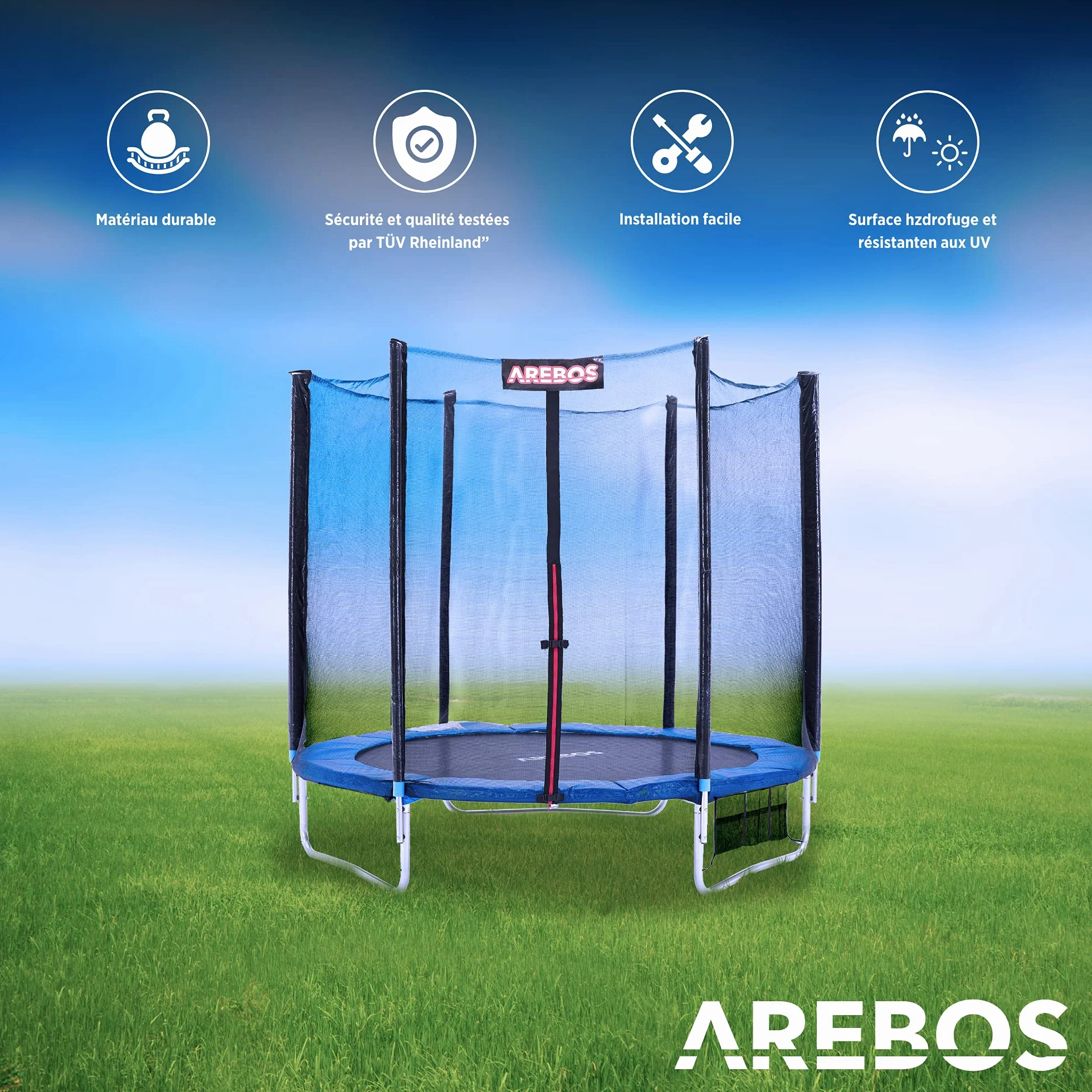 Arebos Coussin de Protection pour Trampoline de Remplacement | Trampoline Couverture Rembourrage | résistant aux intempéries et UV | Anti-déchirure | 366 cm | 6 Couleurs