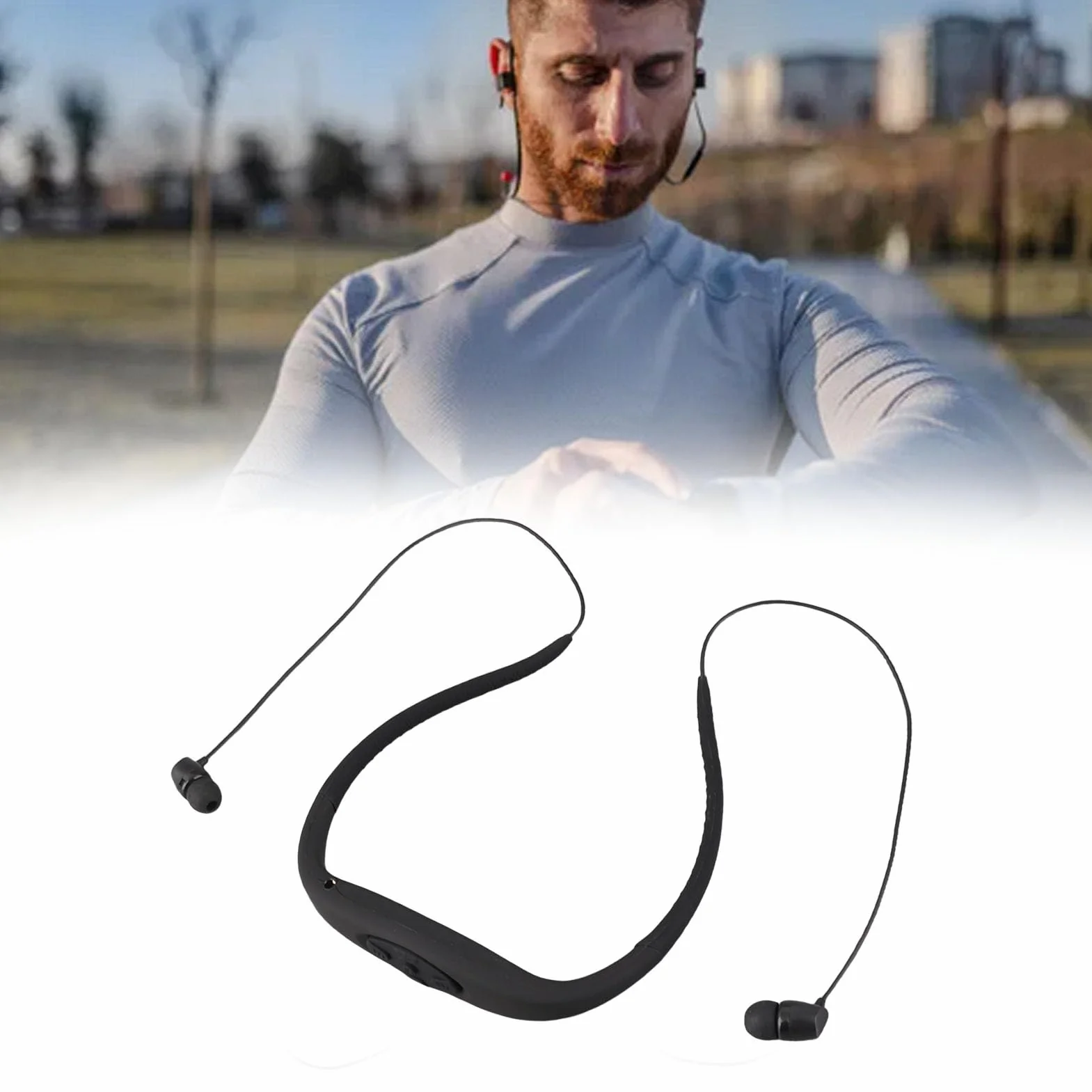 Écouteurs MP3 étanches IPX8 Mémoire Intégrée 8 Go Natation Course Sport Batterie 300mAh Autonomie 8 Heures