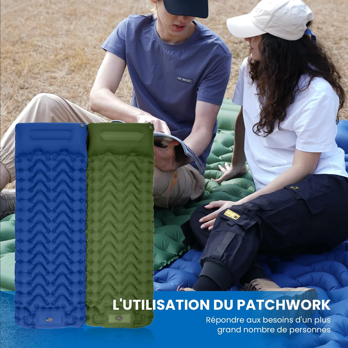 KingCamp Matelas de Camping Gonflable Ultraléger avec Oreiller & Pompe à Pied Intégré Tapis de Camping Gonflable Coussin d'air Portable Tapis de Couchage Matelas Gonflable pour Tente Voyage Randonnée