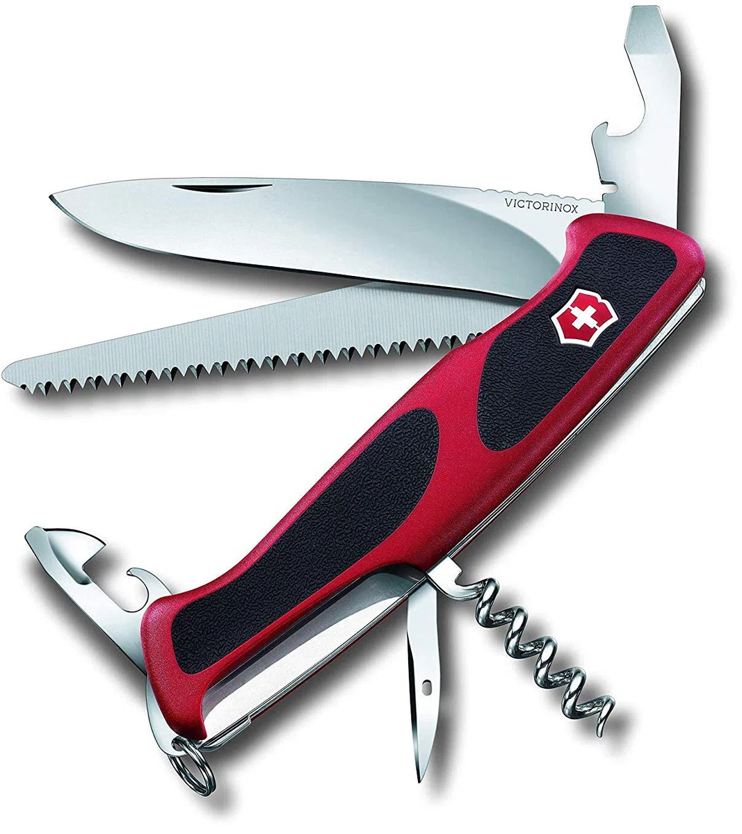 Victorinox Ranger Grip 55 Couteau de Poche Suisse, Multitool, 12 Fonctions, Grande Lame Fixe, Tire Bouchon