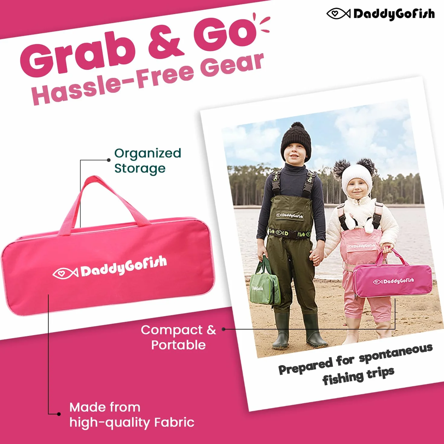 DaddyGoFish Ensemble Canne à pêche et Moulinet pour Enfants, Coffret de matériel de pêche, Petit équipement de première année pour garçons et Filles débutants