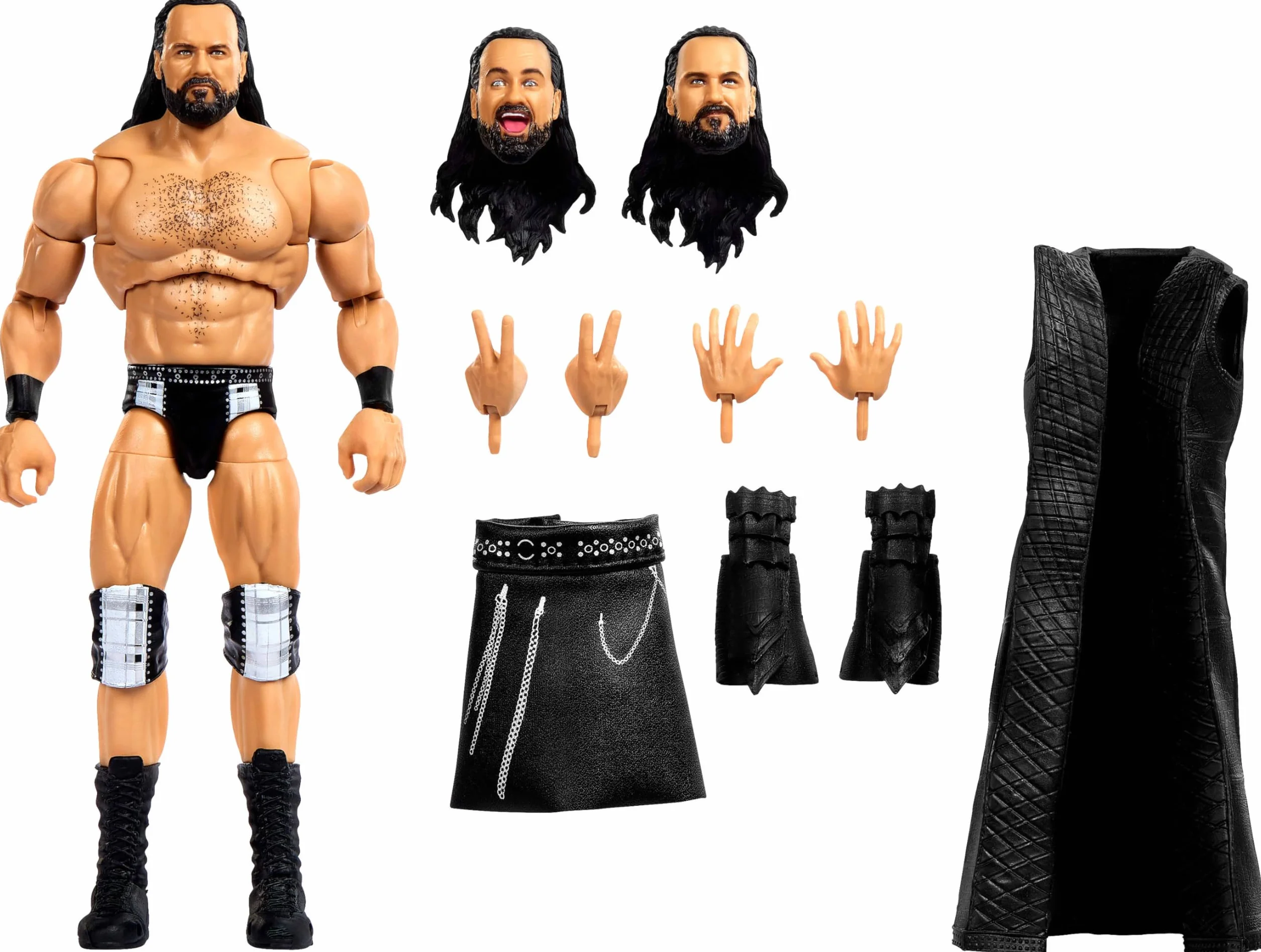 Mattel WWE Ultimate Edition Jeu de figurines d'action Drew McIntyre à collectionner de 15,2 cm, têtes et mains interchangeables, 30 points d'articulation