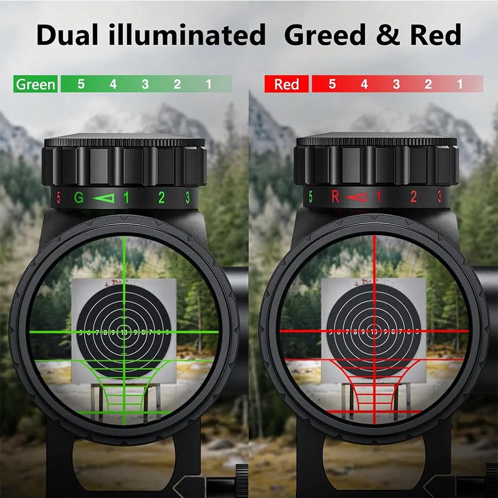 Paike Lunette de visée 4-16x40 AOE Lunette de visée éclairée Rouge et Verte avec Support