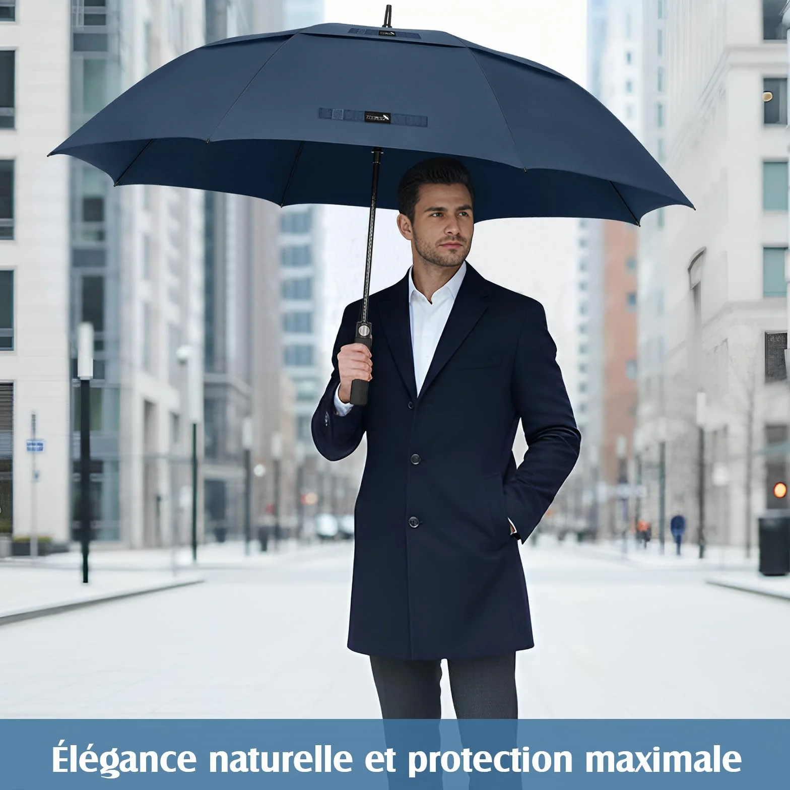 ZOMAKE Grand Parapluie XL/XXL, Parapluie Golf Grande Taille pour 2 Personnes, Solide et Résistant au Vent Fort et aux Tempêtes, Ouverture Automatique, Homme & Femme, Idéal Golf, Voyage, Quotidien