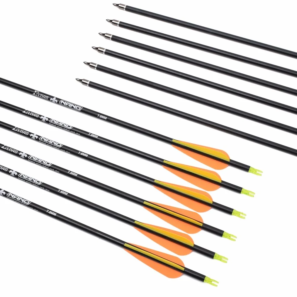 Flèche Arc Chasse 28 30 31 Pouces Flèche Carbone, Tir à l’Arc pour Entraînement et pour l’Arc Long, l’Arc Traditionnel et l’Arc Recourbé Arc à Poulies, 12 pcs