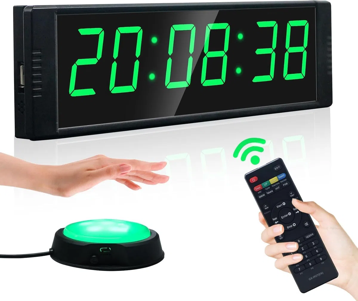 YZ Chronomètre Bouton avec Buzzer, Timer Sport Minuteur Fitness, Game Timer | Écran LED lumineux, télécommande, multimode, boîtier aluminium résistant,facile à transporter