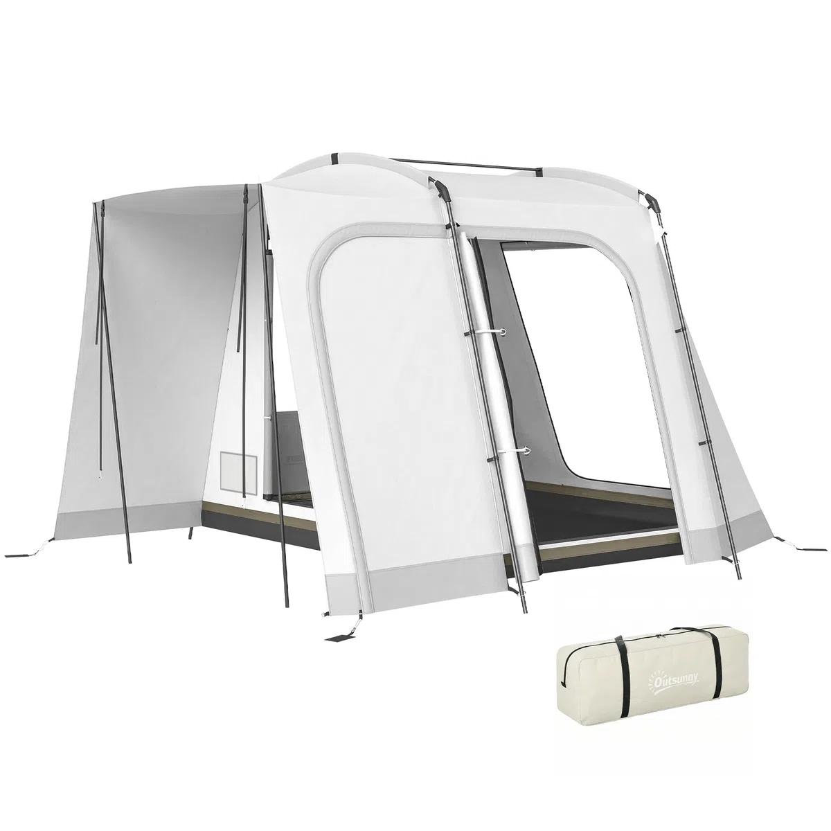 Outsunny Tente arrière pour 2 à 4 personnes - 320 x 280 x 205 cm - Tente de voiture 2 en 1 - Tente tunnel étanche avec 4 portes - Fenêtres - Auvent - Bâche de sol - Sac - Tente de voiture - Tente