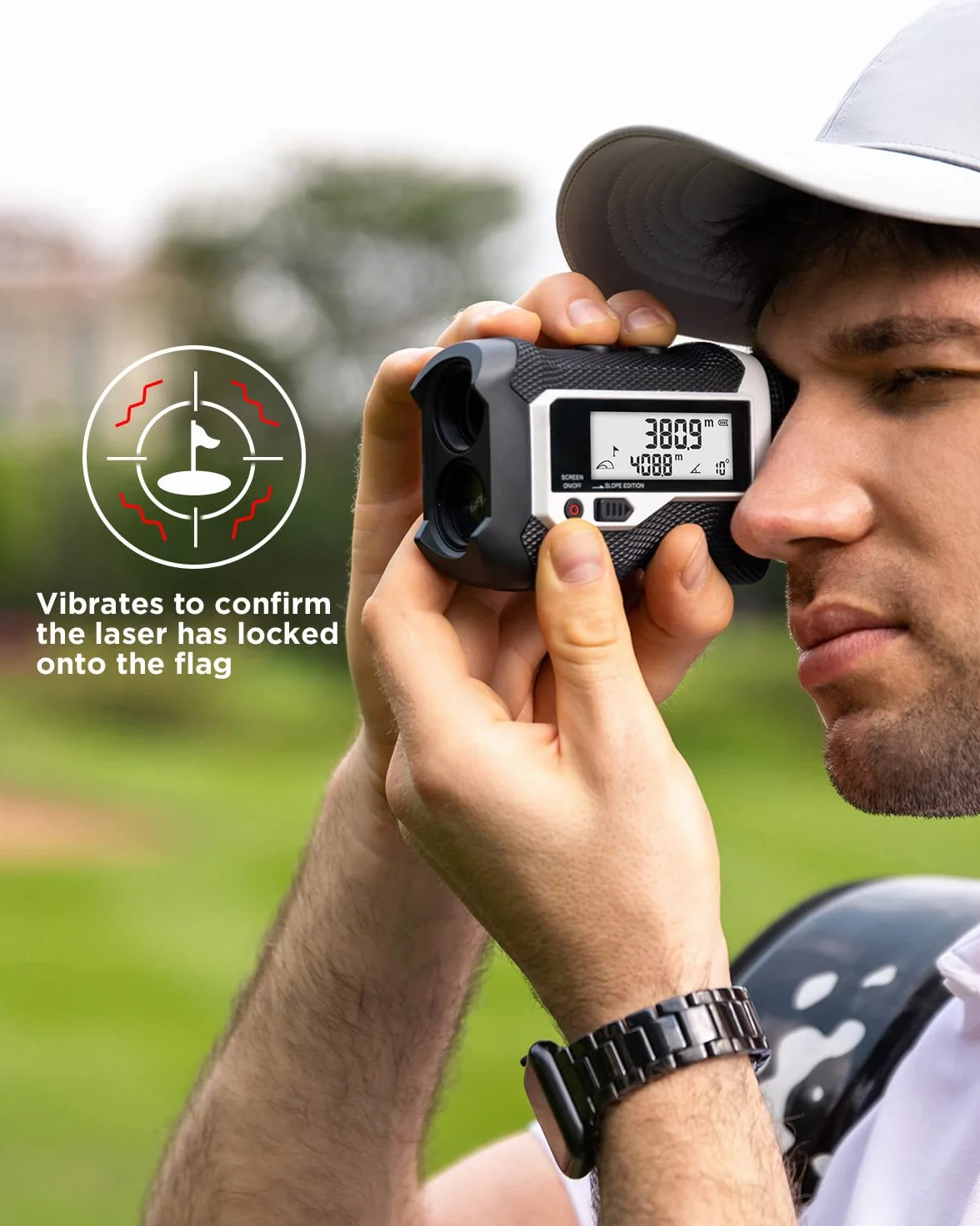 MiLESEEY Télémètre rechargeable avec interrupteur de pente, verrouillage de drapeau, vibration – 600 yds, précision ± 0,55 m – légal pour tournoi