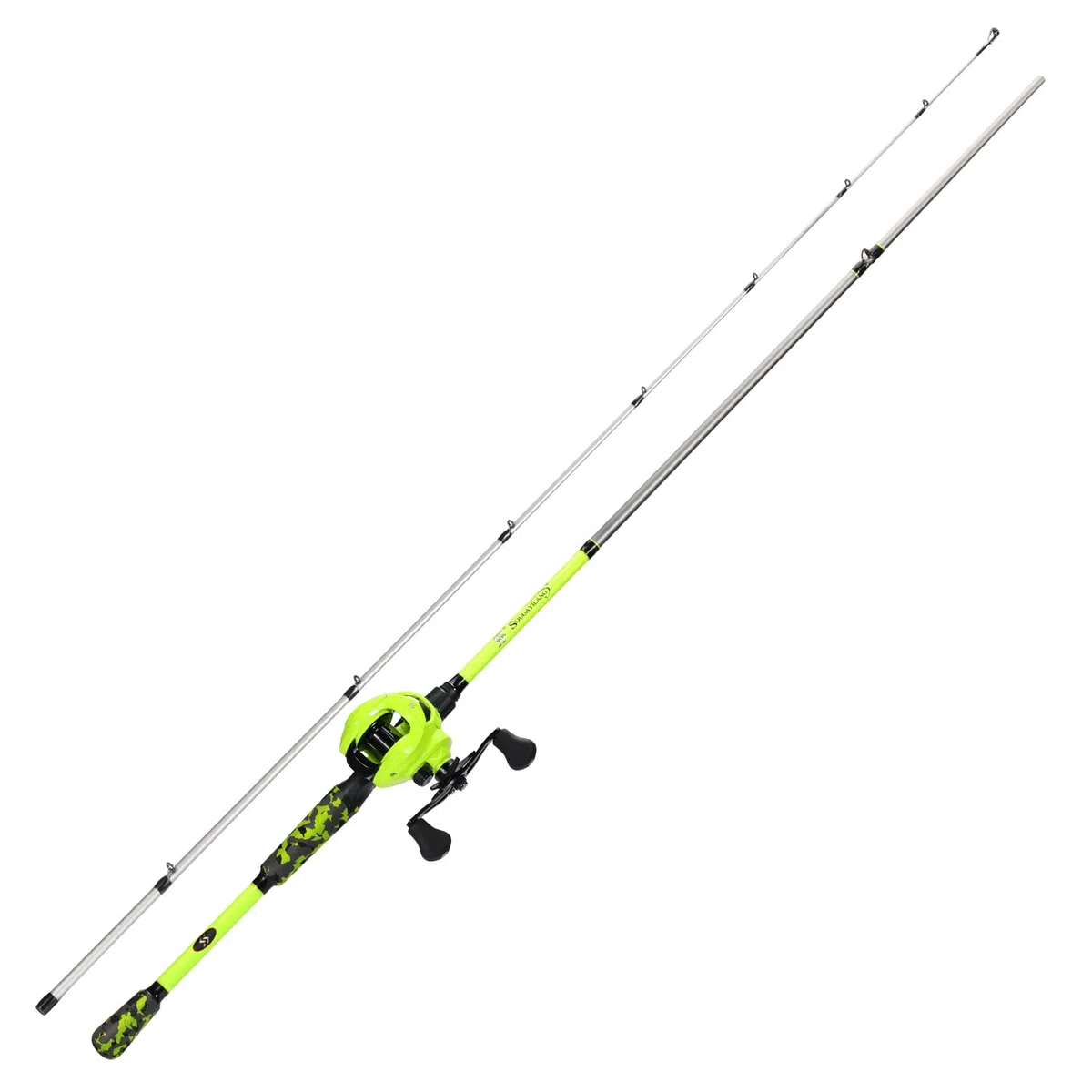 Sougayilang ZJJ - Kit de cannes à pêche et moulinets en graphite IM7 - 2 pièces - Avec guides en acier inoxydable - Frein magnétique 7.2:1 - Moulinets Baitcaster pour la pêche en eau salée et d'eau