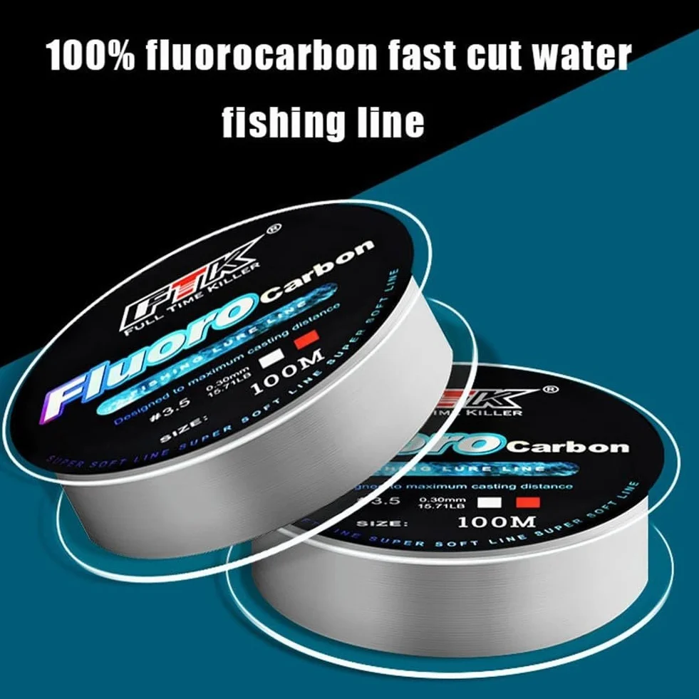 Ligne de pêche en fluorocarbone de 100 mètres pour une utilisation avec monofilament ou ligne principale tressée comme solution de ligne de ligne de terminal à faible visibilité