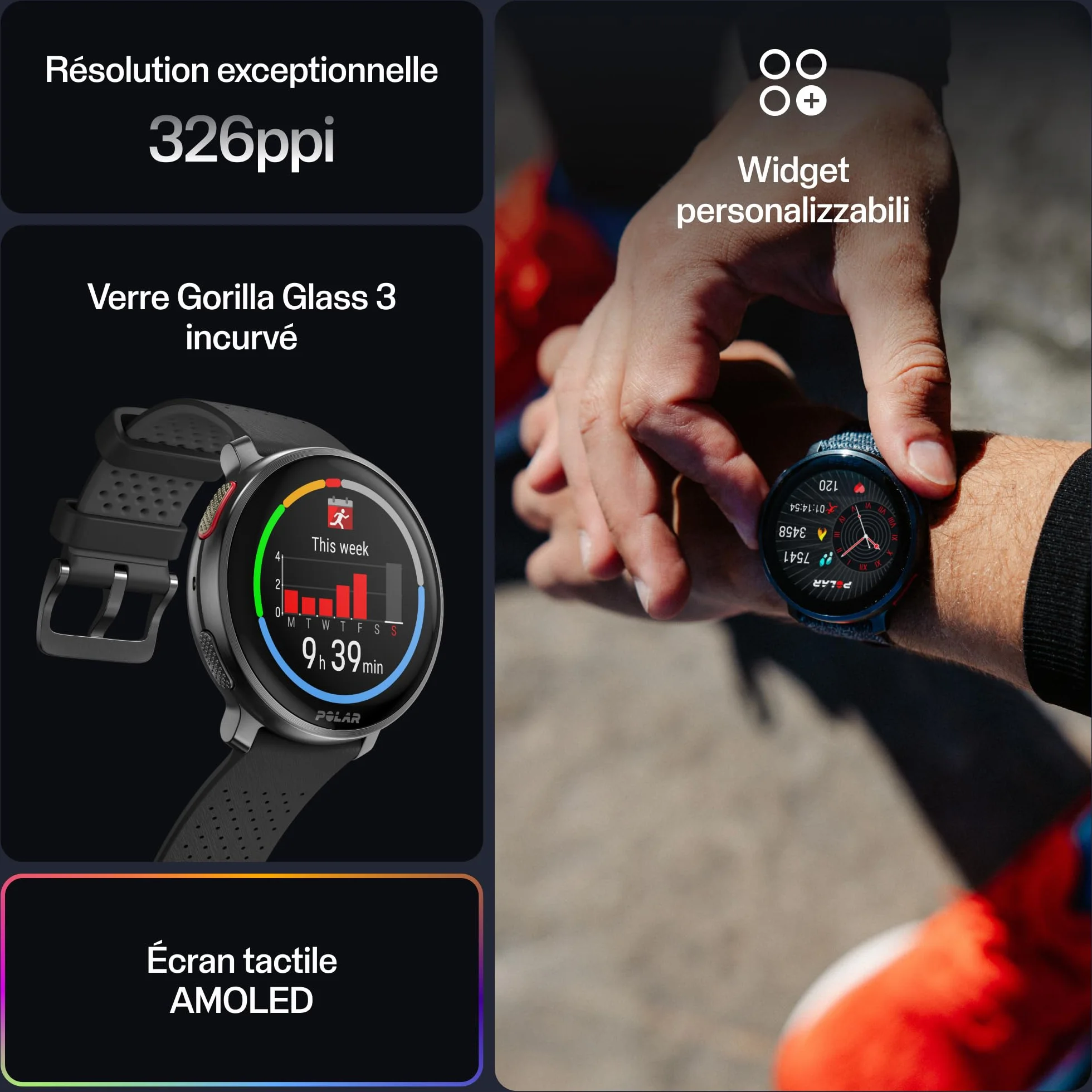 Polar Vantage V3, Montre Sport avec GPS, Cardiofréquencemètre de Pointe, Autonomie prolongée, Montre connectée Hommes et Femmes, Cartes Hors Ligne, Montre Running, Montre Triathlon