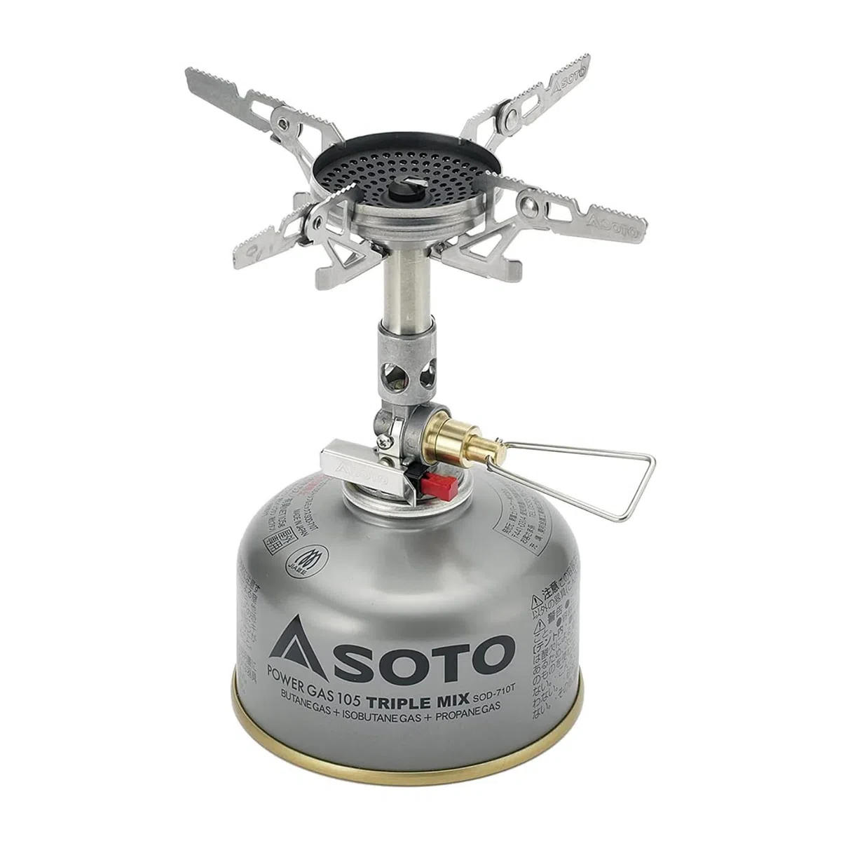 SOTO WindMaster Réchaud à Gaz Camping – Réchaud Outdoor Ultraléger (87 g) avec Allumage Piezo Stealth Igniter, Tête de Brûleur Concave Anti-Vent, Micro Regulator pour Cartouche à Vis