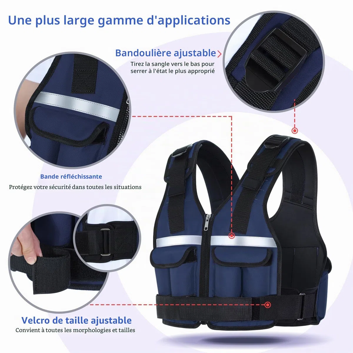 Sportneer Gilet lesté réglable de 0,9 kg à 8 kg, gilet de course à pied réglable 9 en 1 pour homme et femme, musculation, gymnastique et gymnastique, gilet lesté