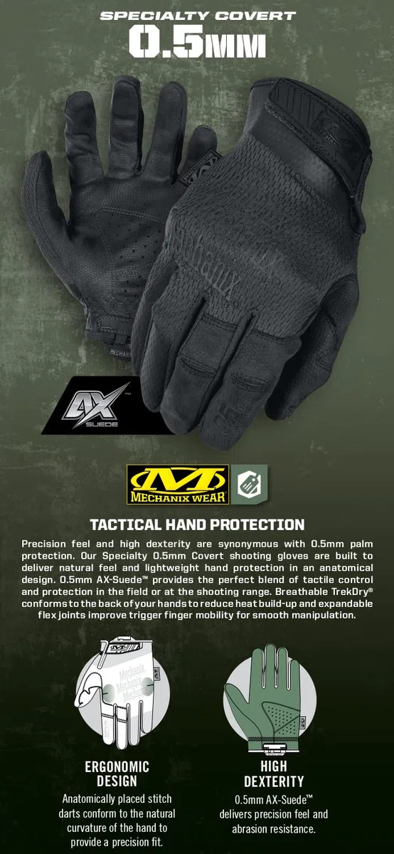 Mechanix Wear Gants Women's Specialty 0,5 mm Covert (L, tout noir)