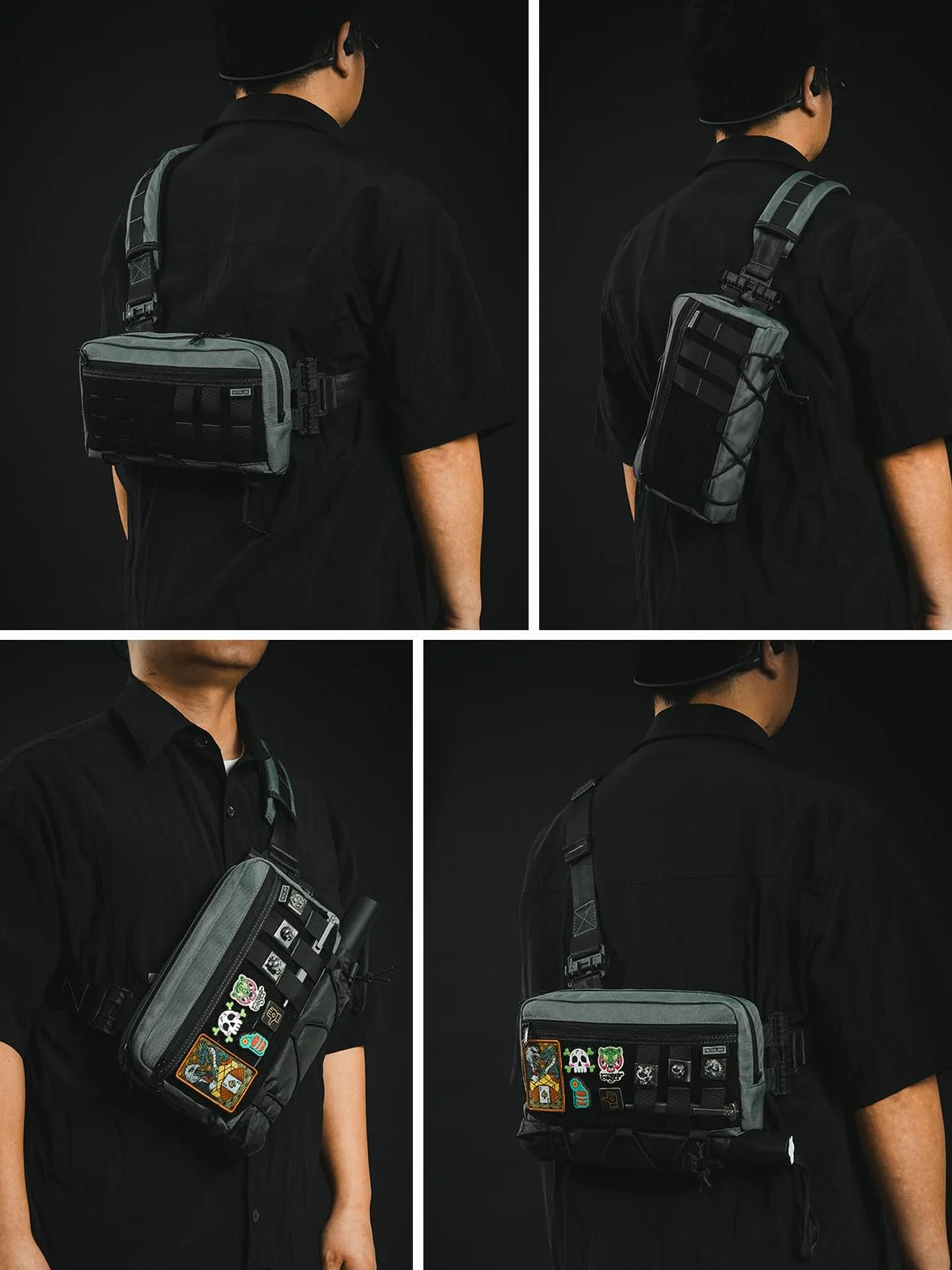 TACTICAL_GEEK Cache L3 EDC Sling Bag Poitrine Sac bandoulière Nylon CORDURA Fermeture éclair YKK Sac à dos d'épaule Tactique Sangle Ambidextre de Randonnée